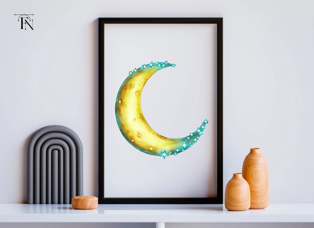 Sparkling Crescent Moon Clipart Bundle