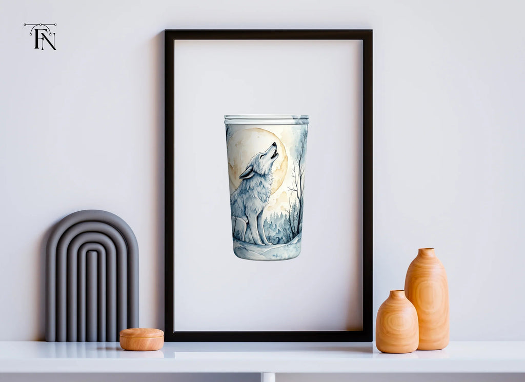 Wolf Howling at Moon Clipart Bundle