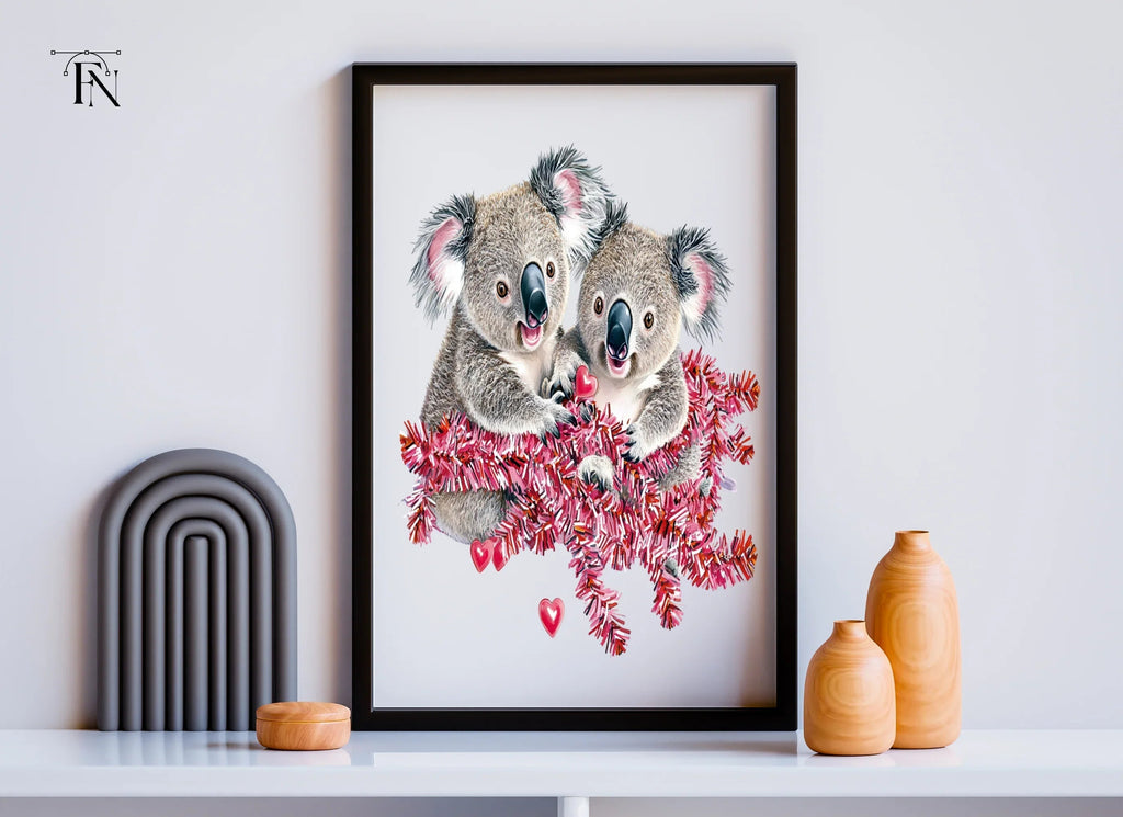 Adorable Koala Couple Valentine Clipart Bundle