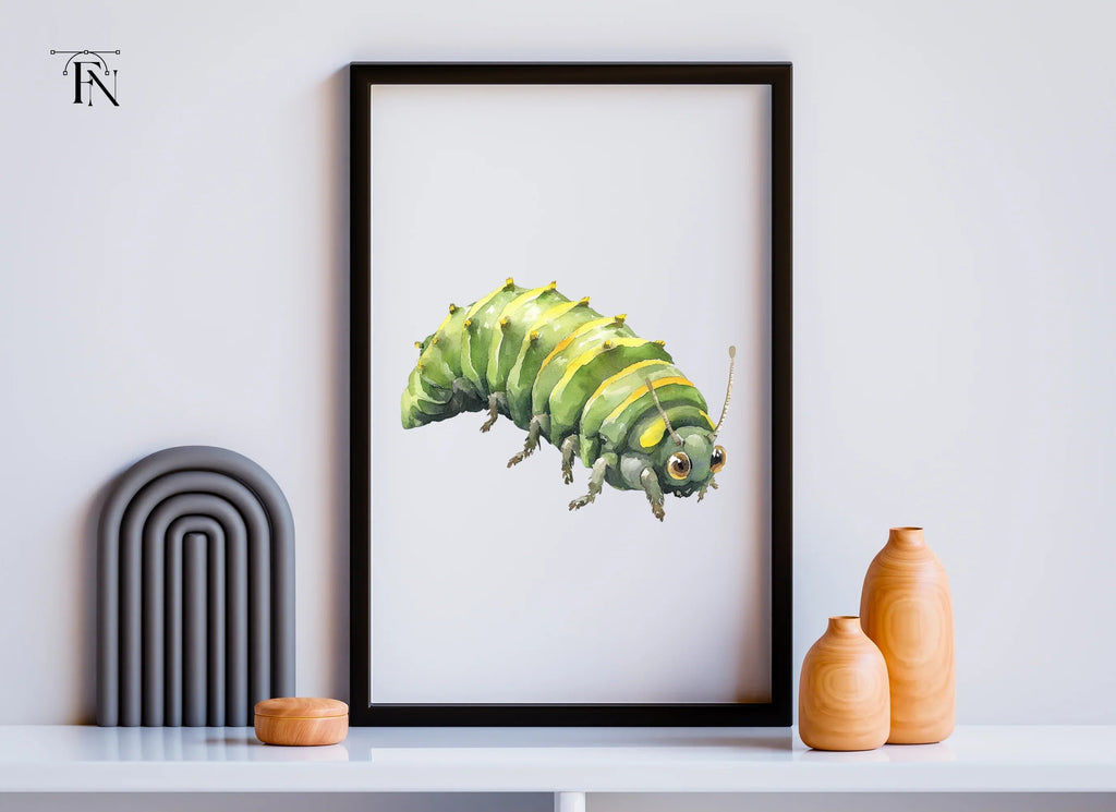 Cute Green Caterpillar Clipart Bundle