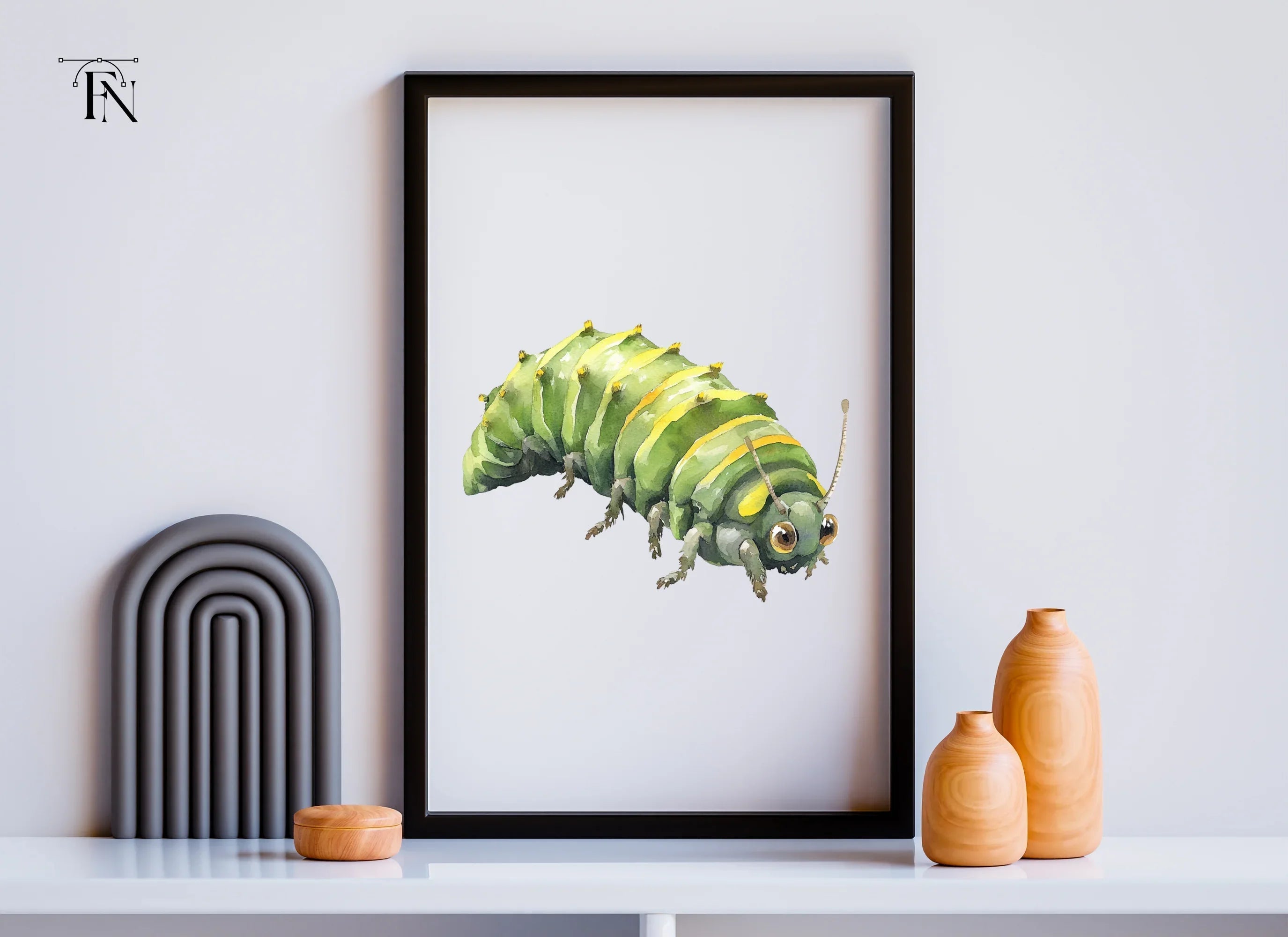 Cute Green Caterpillar Clipart Bundle