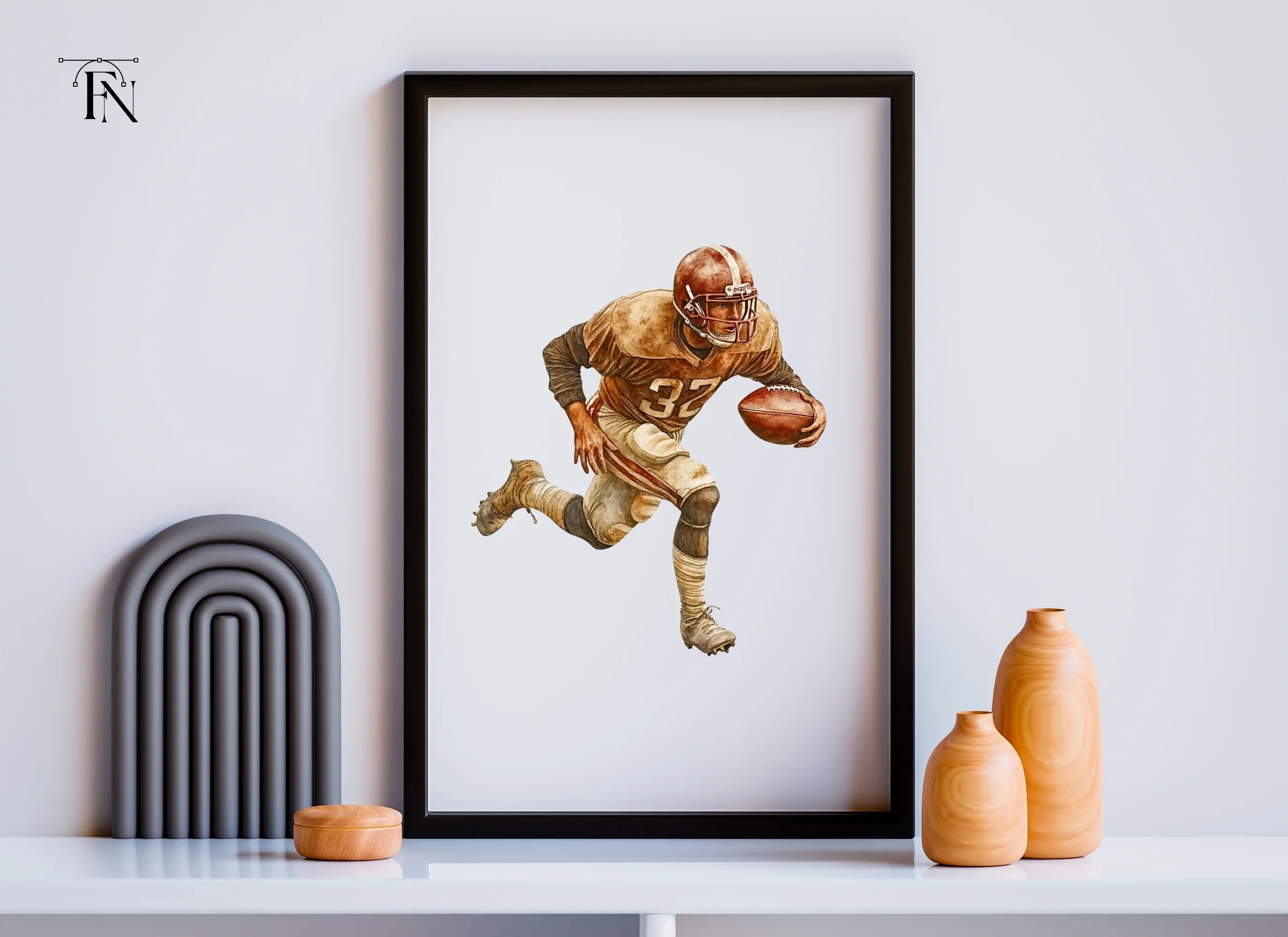 Retro Football Running Back Clipart Bundle