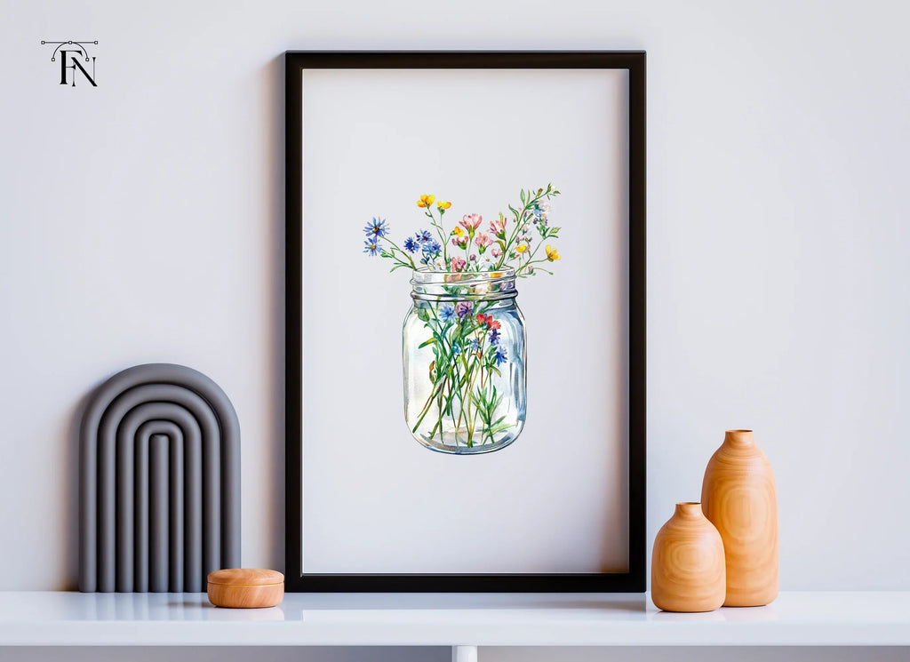 Wildflower Mason Jar Clipart Bundle