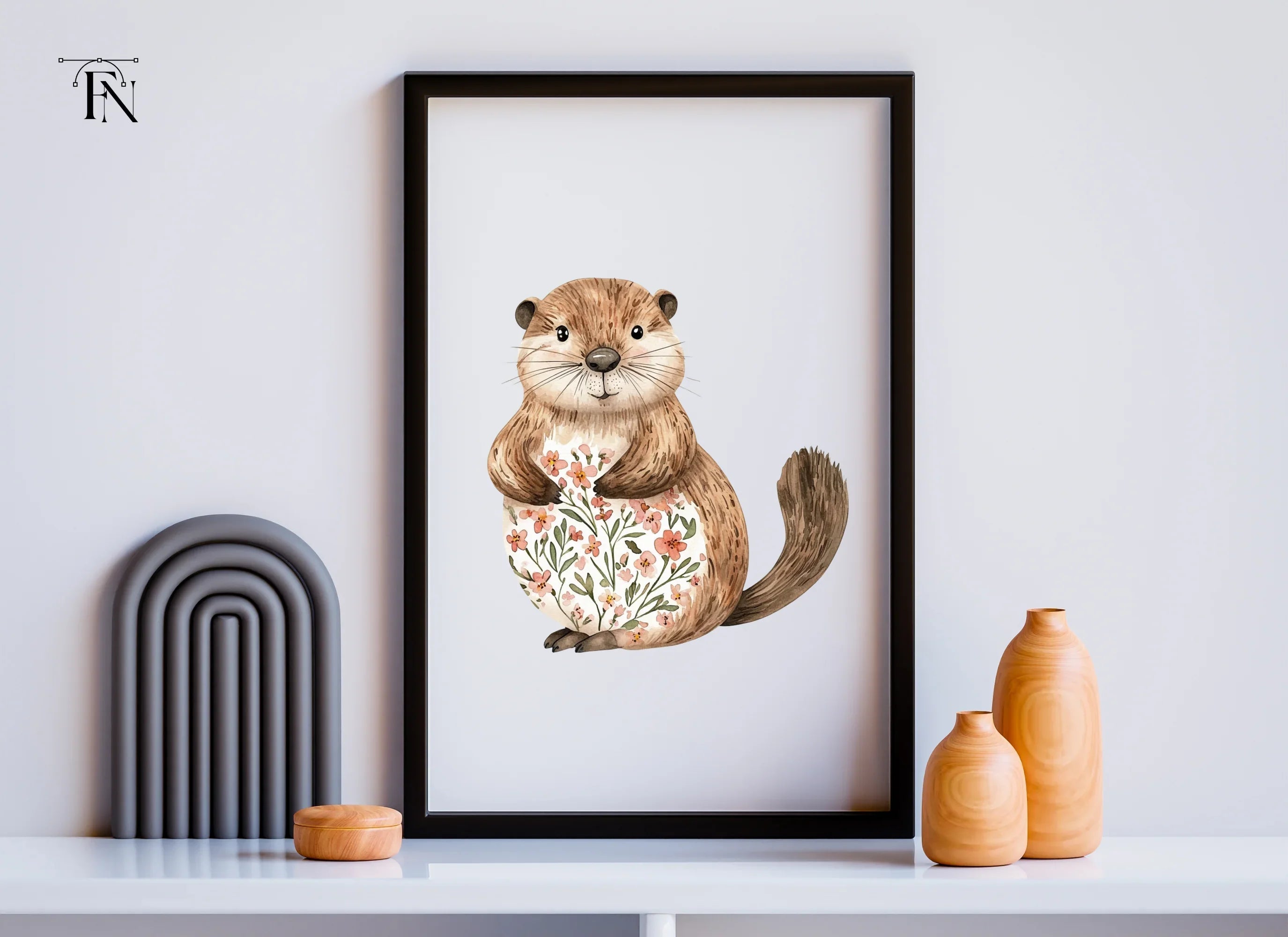 Charming Floral Otter Clipart Bundle