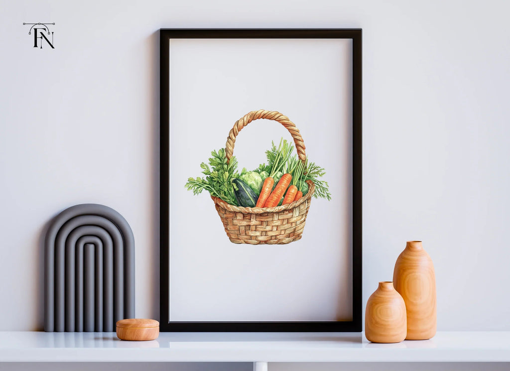Fresh Harvest Basket Clipart Bundle