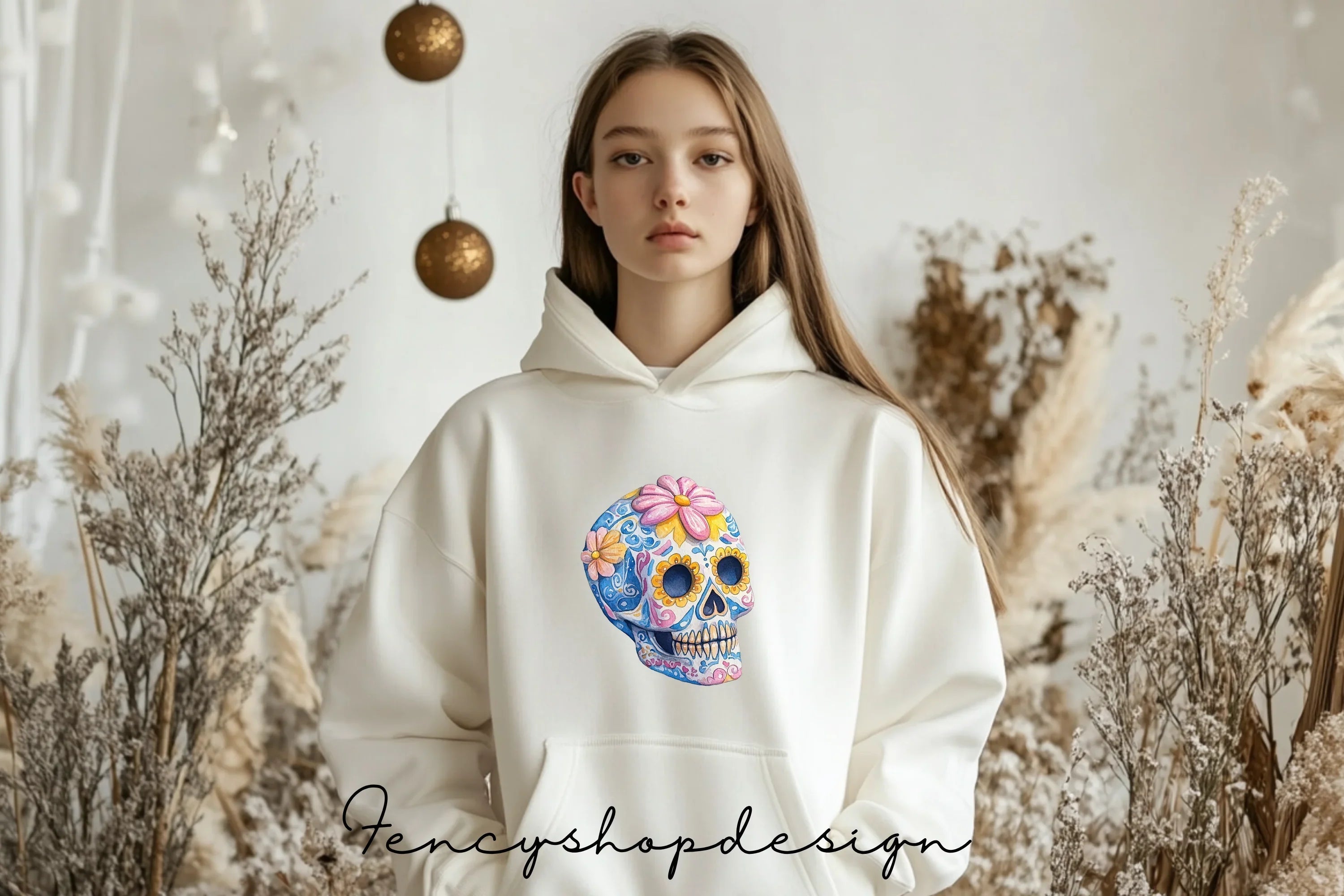 Colorful Sugar Skull Clipart Bundle