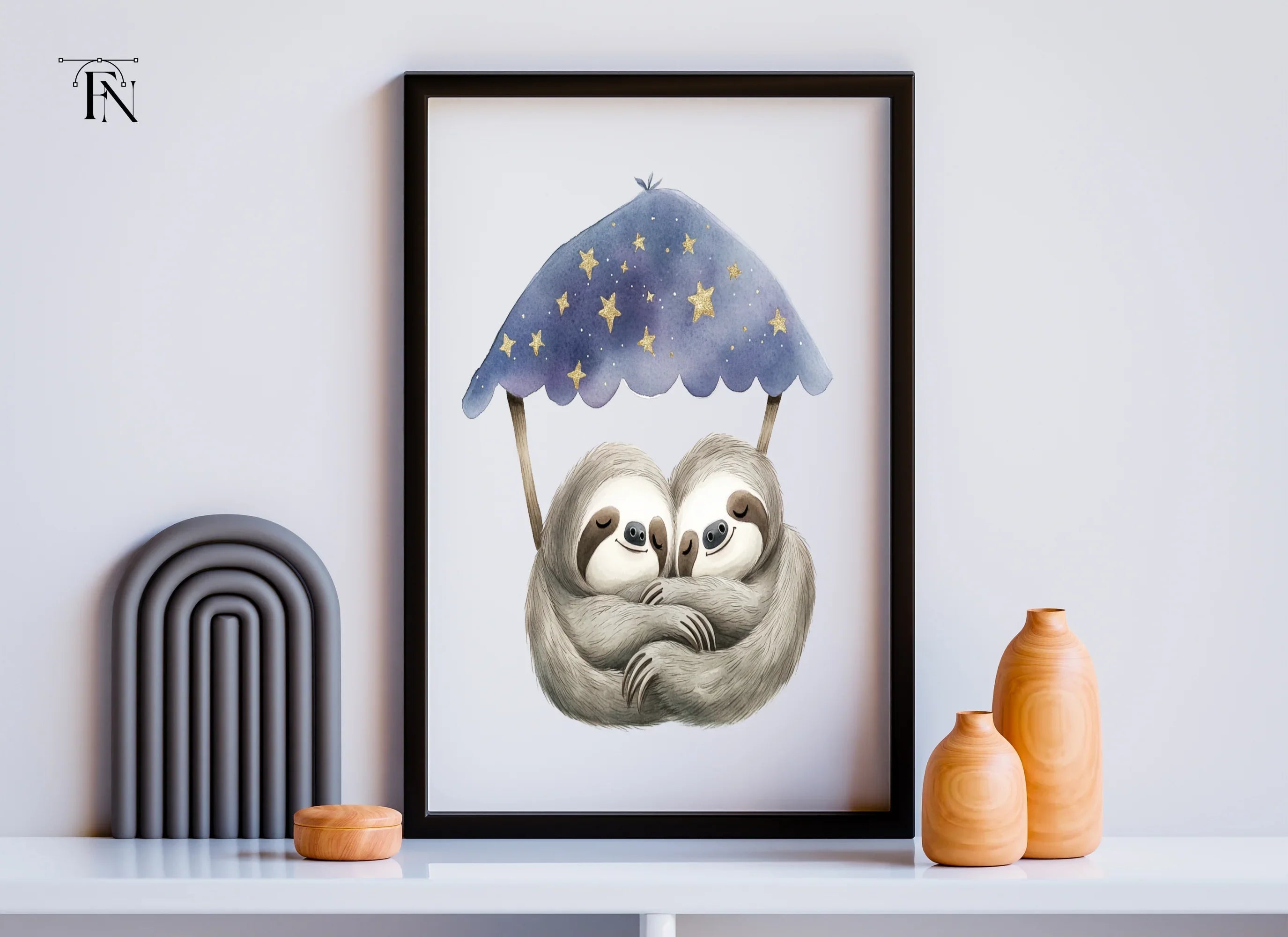Dreamy Sloth Couple Clipart Bundle