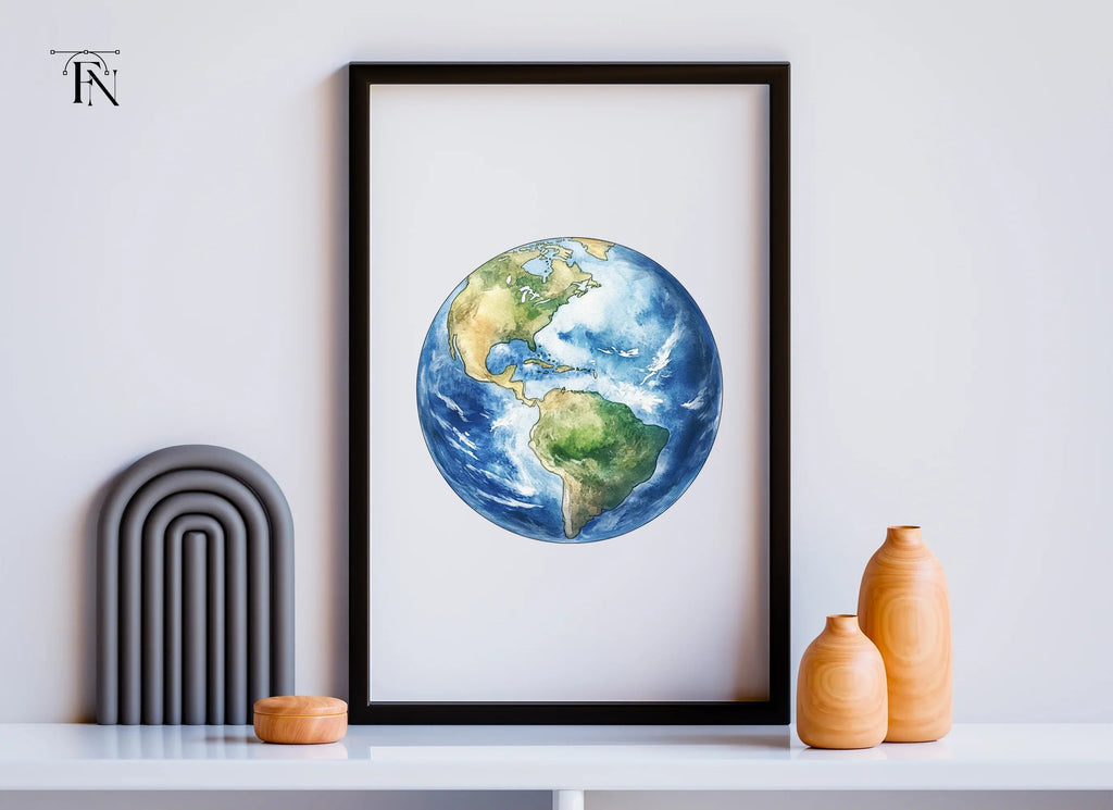 Hand Painted Earth Globes Clipart Bundle