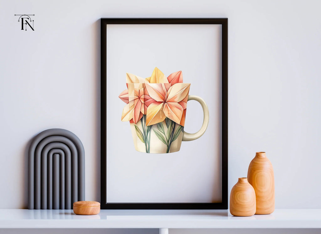 Origami Flowers Clipart Bundle