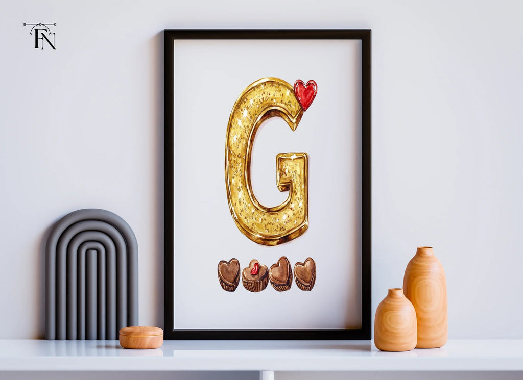 Golden Glitter Letter with Chocolates Clipart Bundle