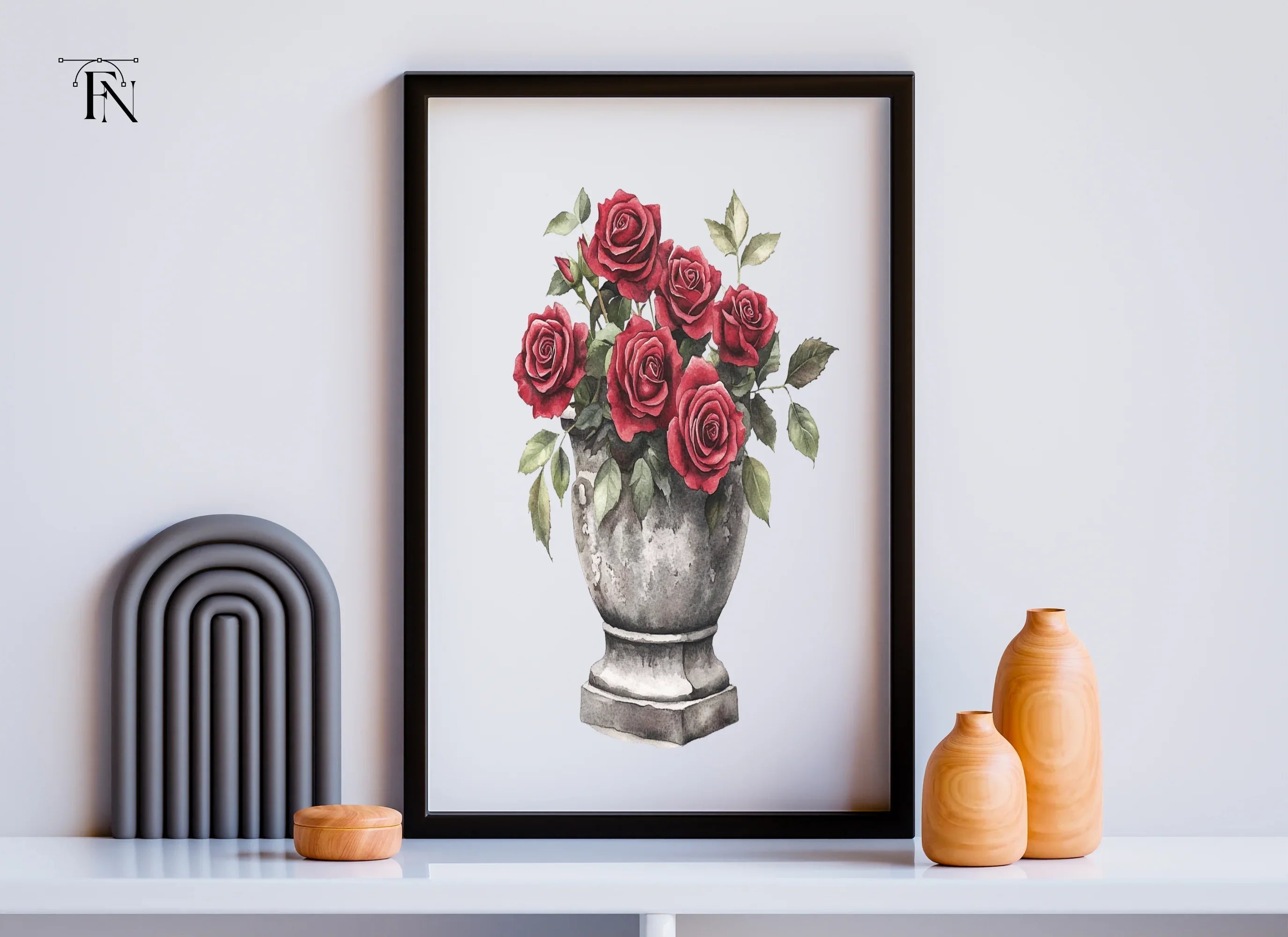 Elegant Red Rose Urn Clipart Bundle