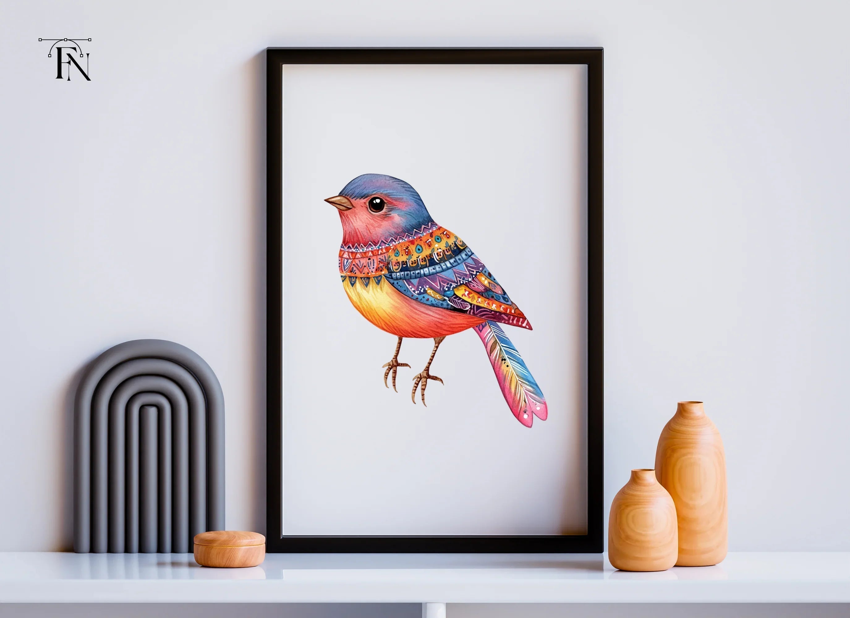 Vibrant Folk Birds Clipart Bundle