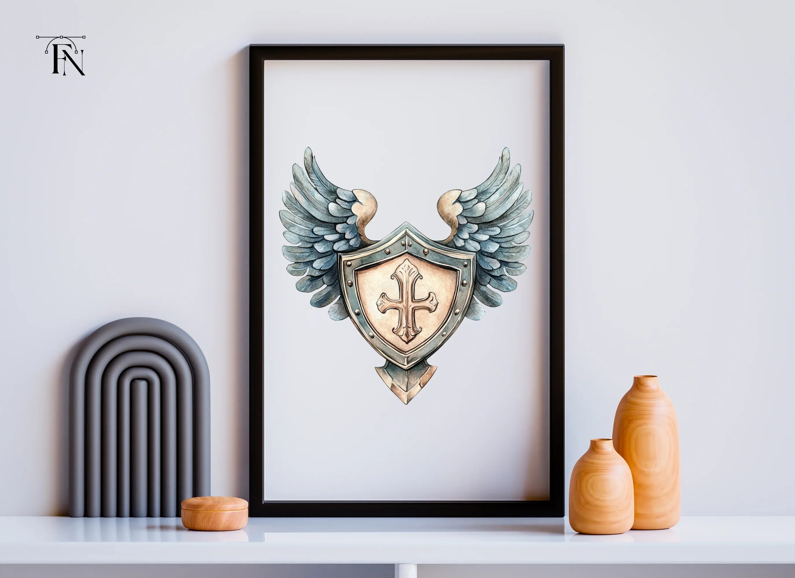Winged Shield Cross Clipart Bundle