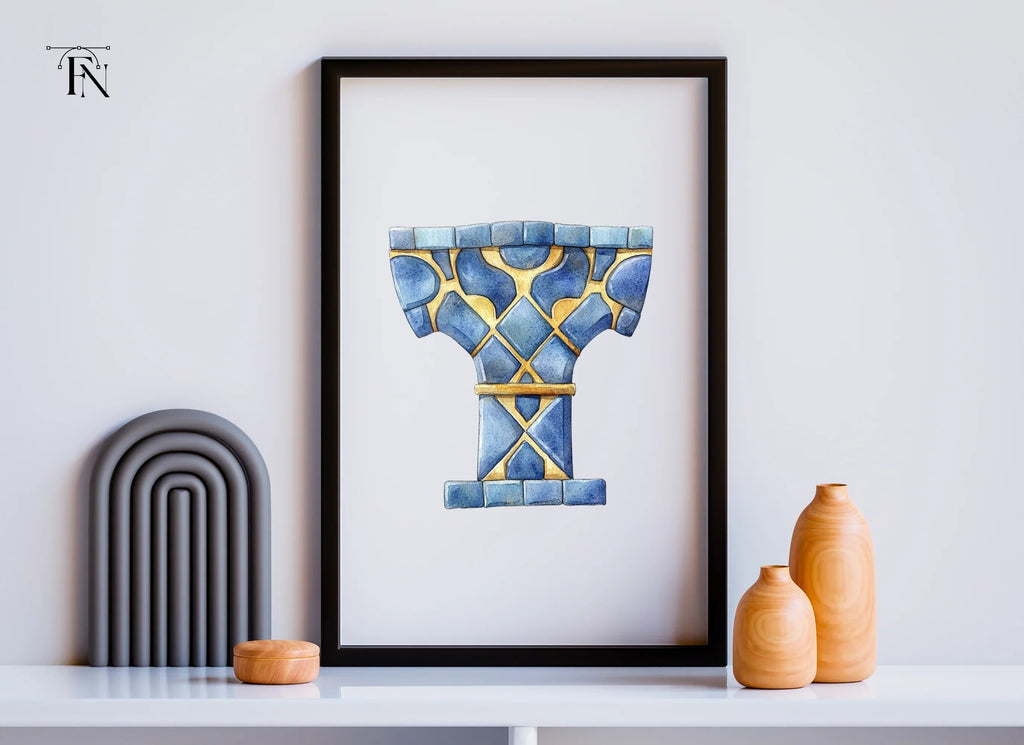 Blue Gold Ornate Column Clipart Bundle