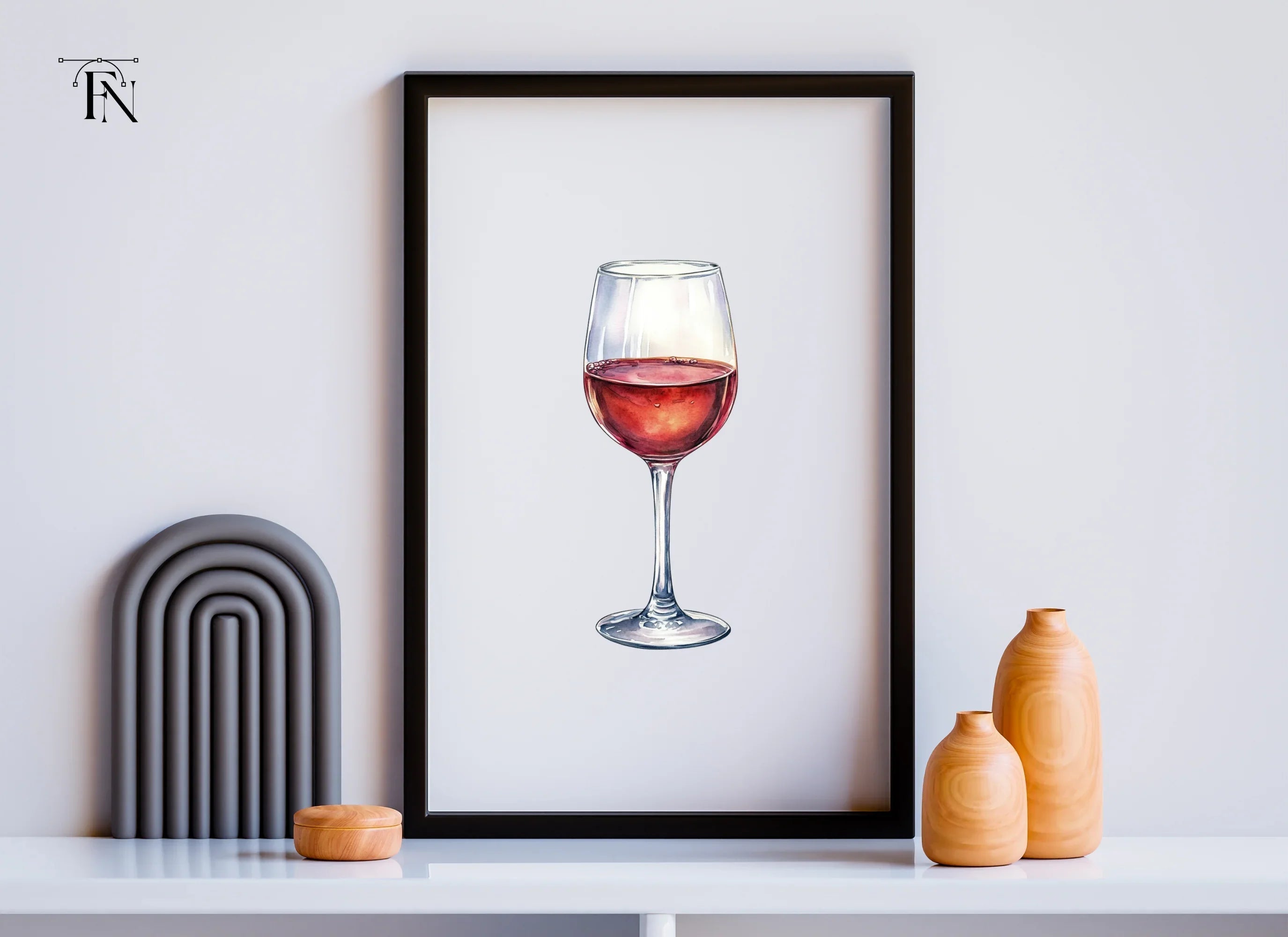 Hand Painted Red Wine Glass Illustrations Clipart Bundle