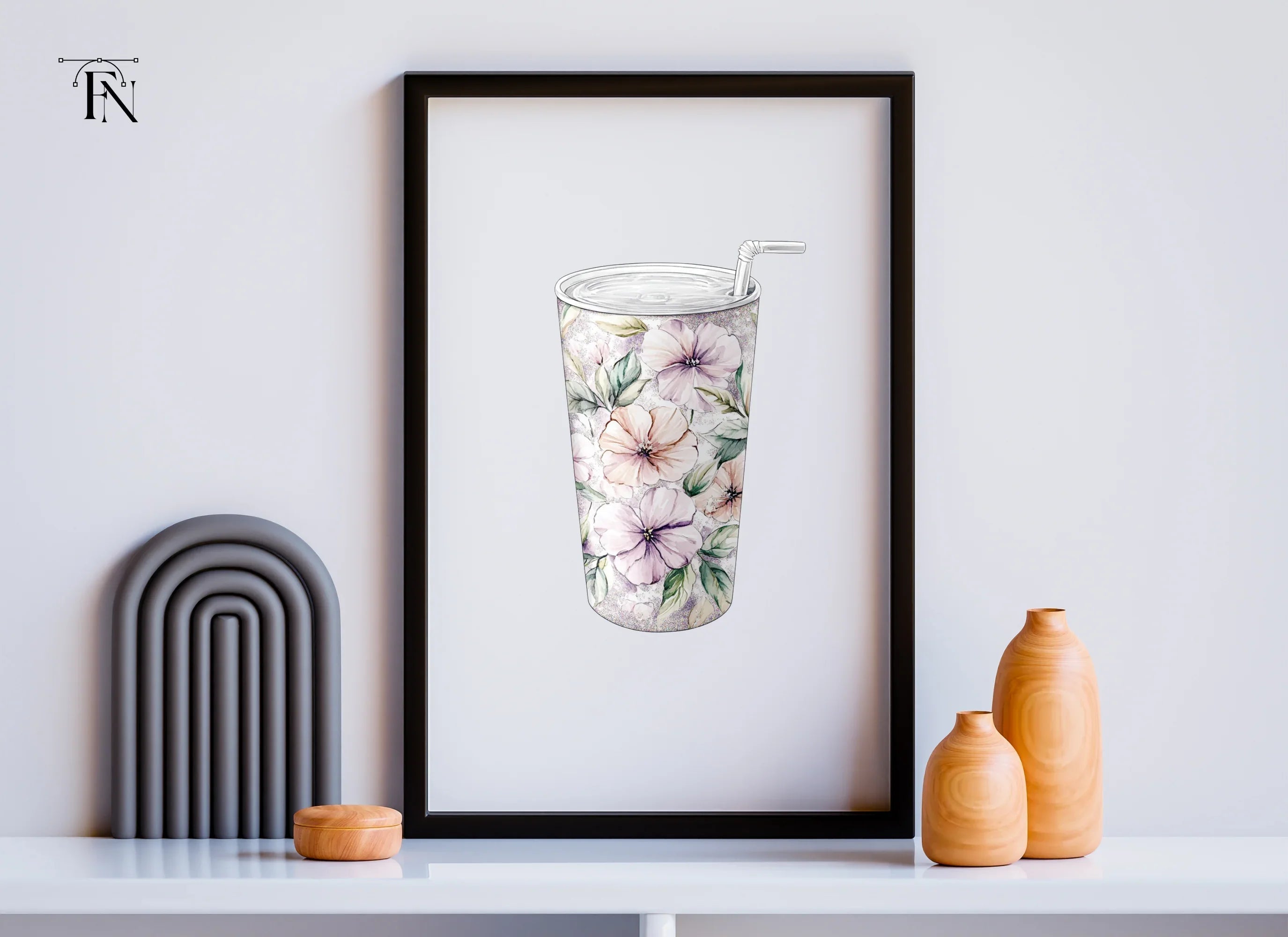Pink Floral Tumbler Clipart Bundle