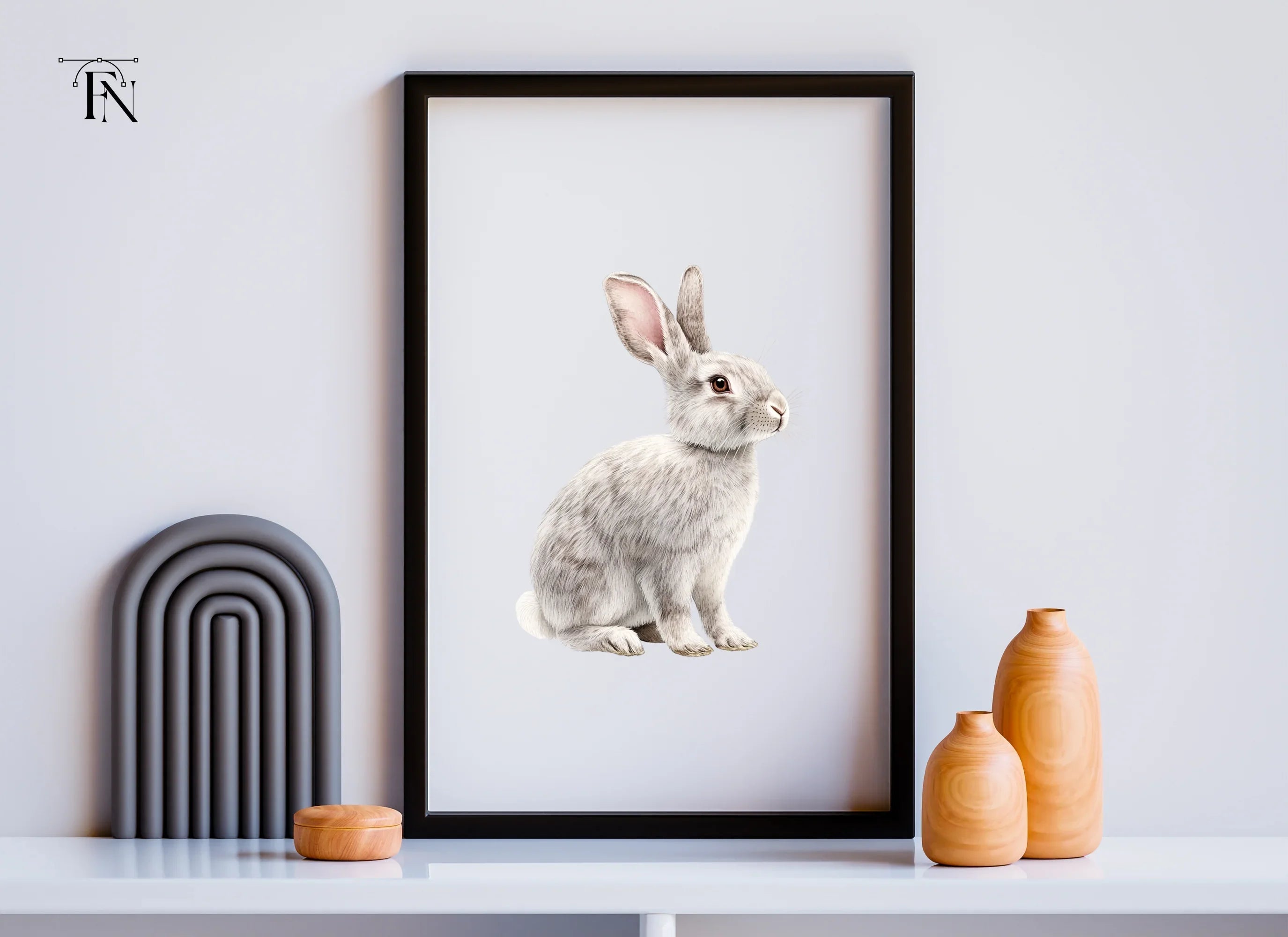 Adorable Grey Rabbit Clipart Bundle