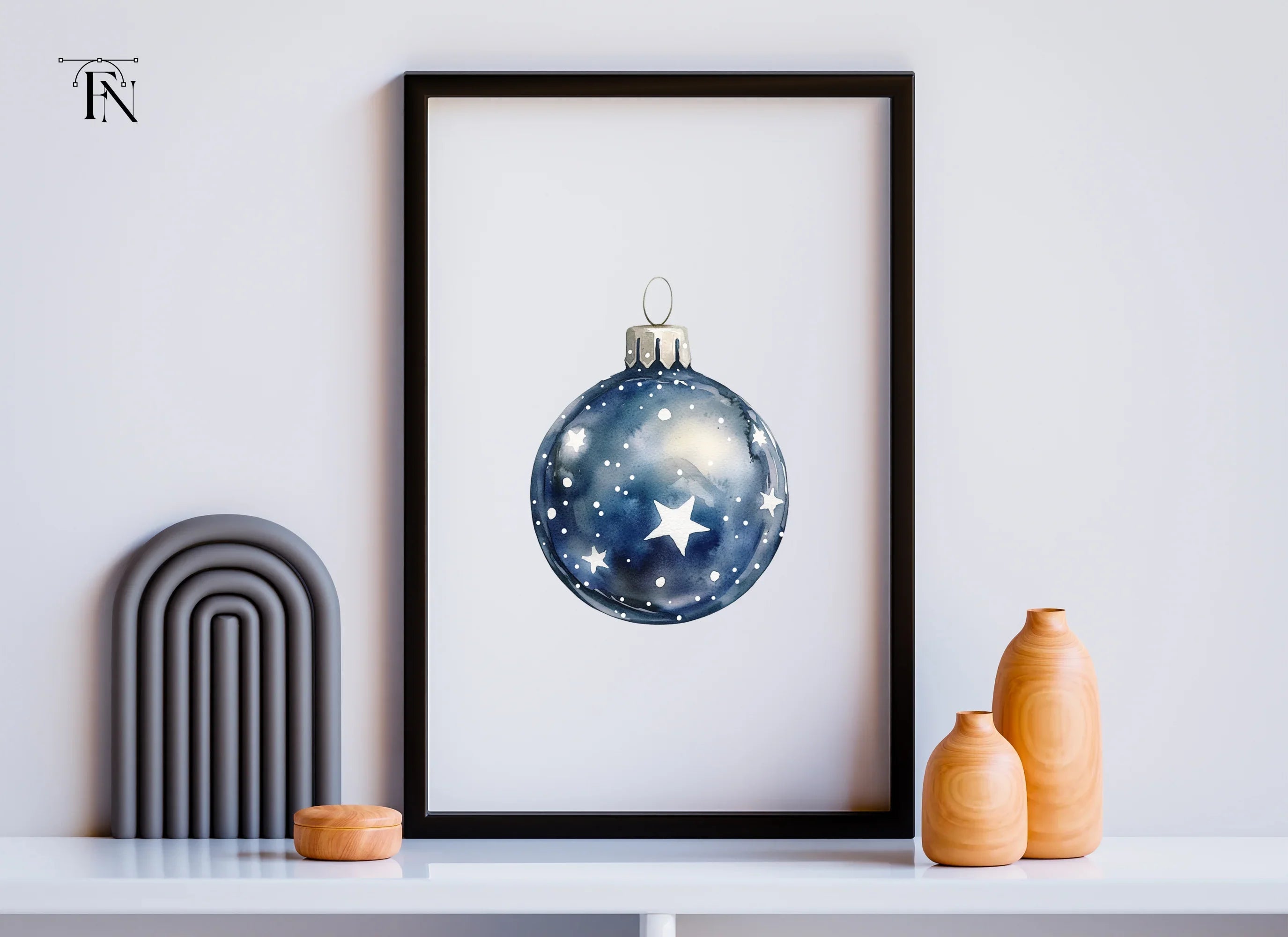 Blue Star Christmas Ornaments Clipart Bundle