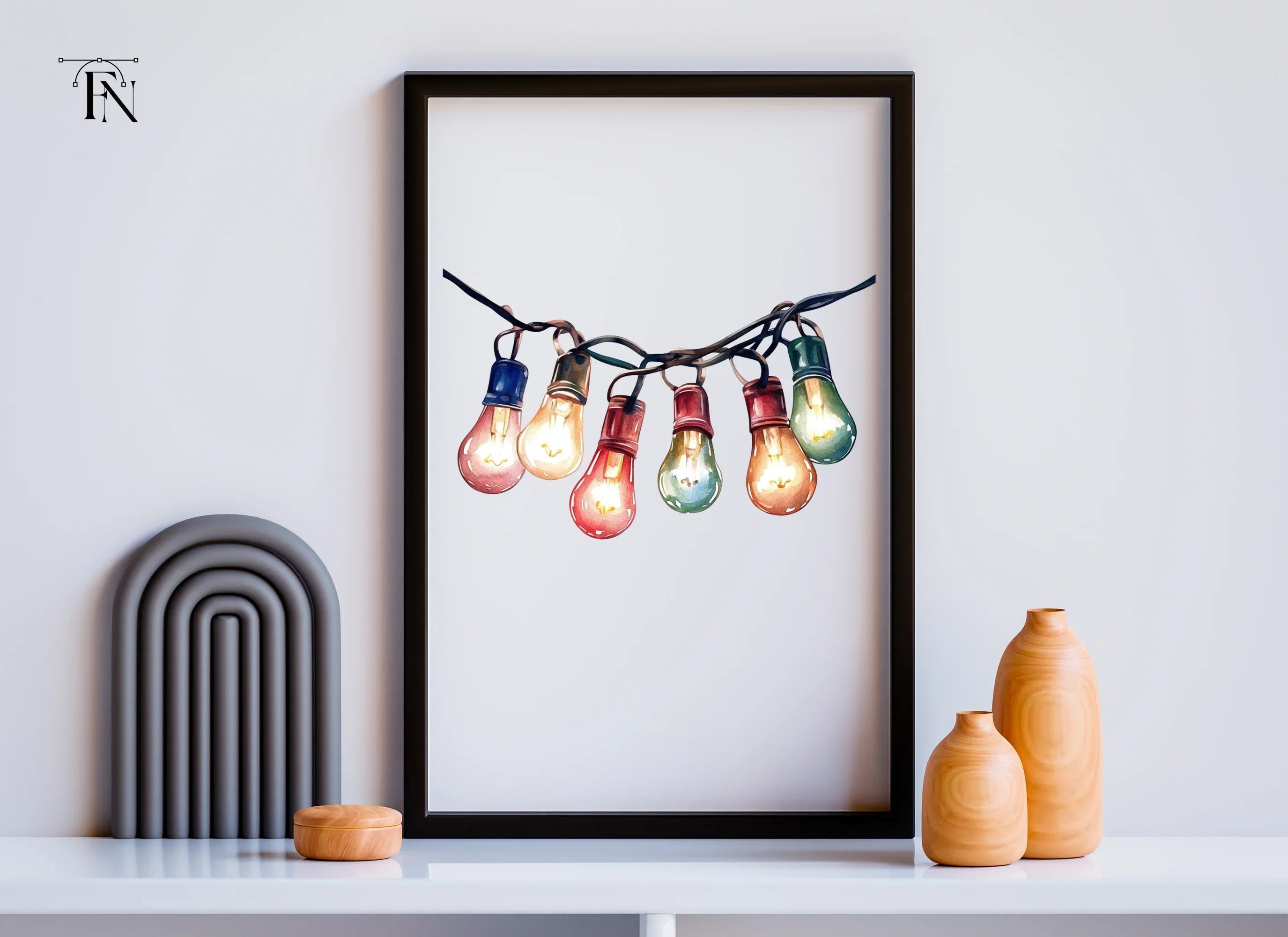 Colorful String Lights Clipart Bundle