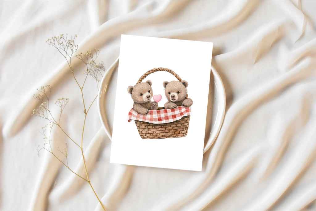 Teddy Bears with Heart Balloons Clipart Bundle