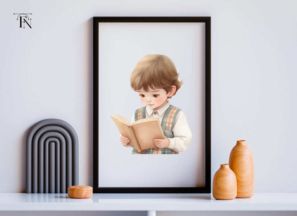 Cute Kids Reading Books Clipart Bundle