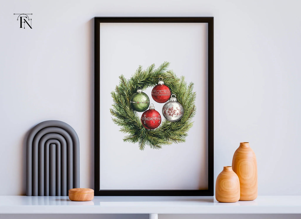 Christmas Wreaths with Ornaments Clipart Bundle