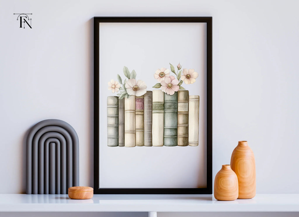 Floral Bookshelf Arrangement Clipart Bundle