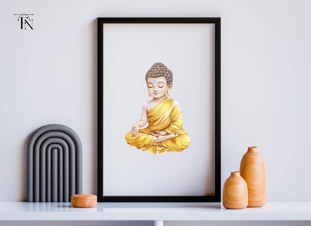 Little Buddha Meditating Clipart Bundle