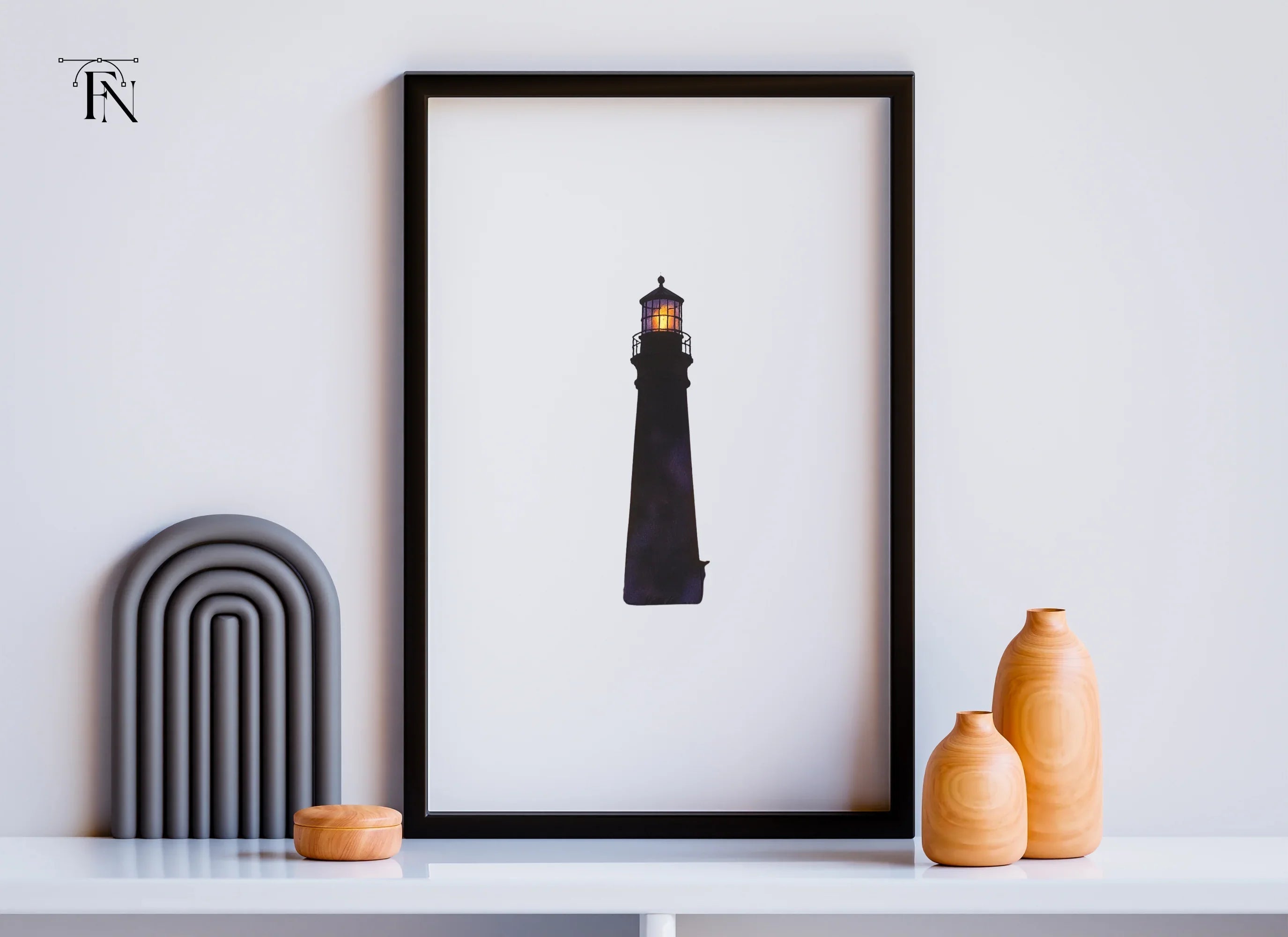 Night Lighthouse Silhouette Clipart Bundle