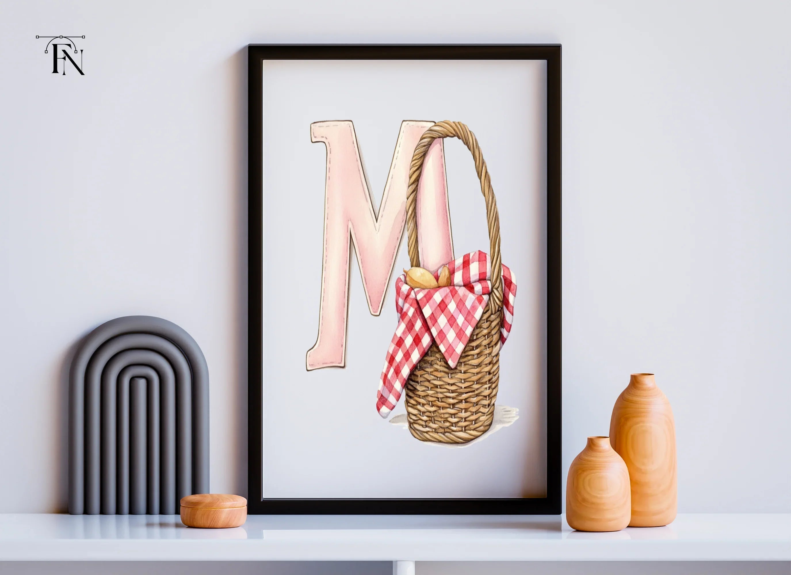 Picnic Basket Letter Duo Clipart Bundle