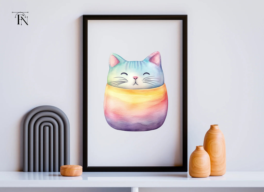 Cute Rainbow Cat Clipart Bundle