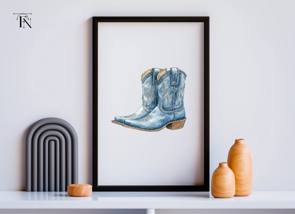 Blue Cowboy Boots Clipart Bundle
