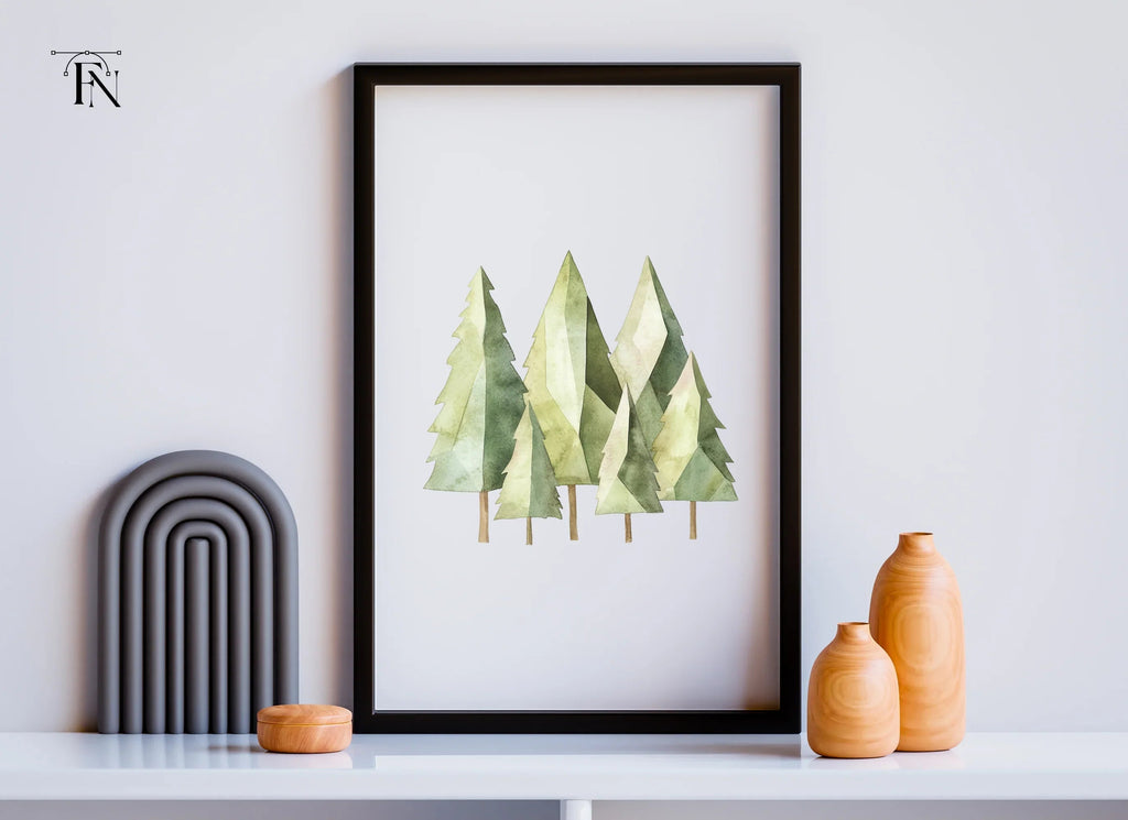 Abstract Green Pine Trees Clipart Bundle