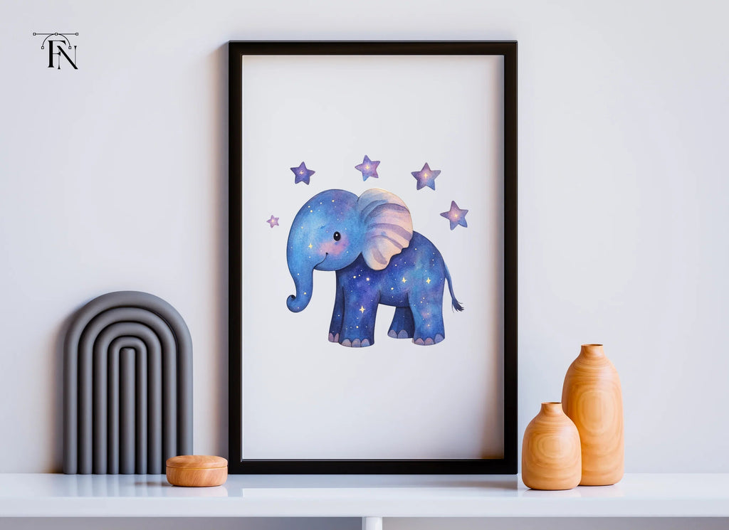 Galaxy Elephant with Stars Clipart Bundle
