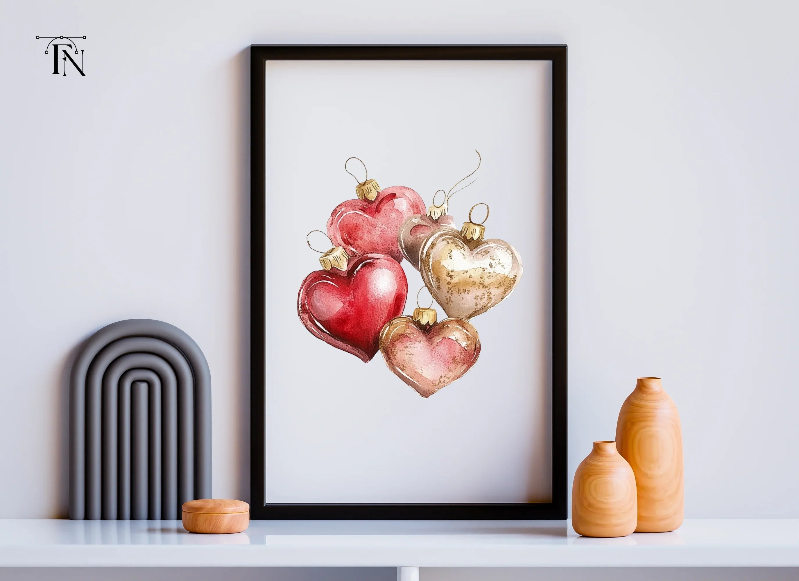 Assorted Heart Ornaments Clipart Bundle