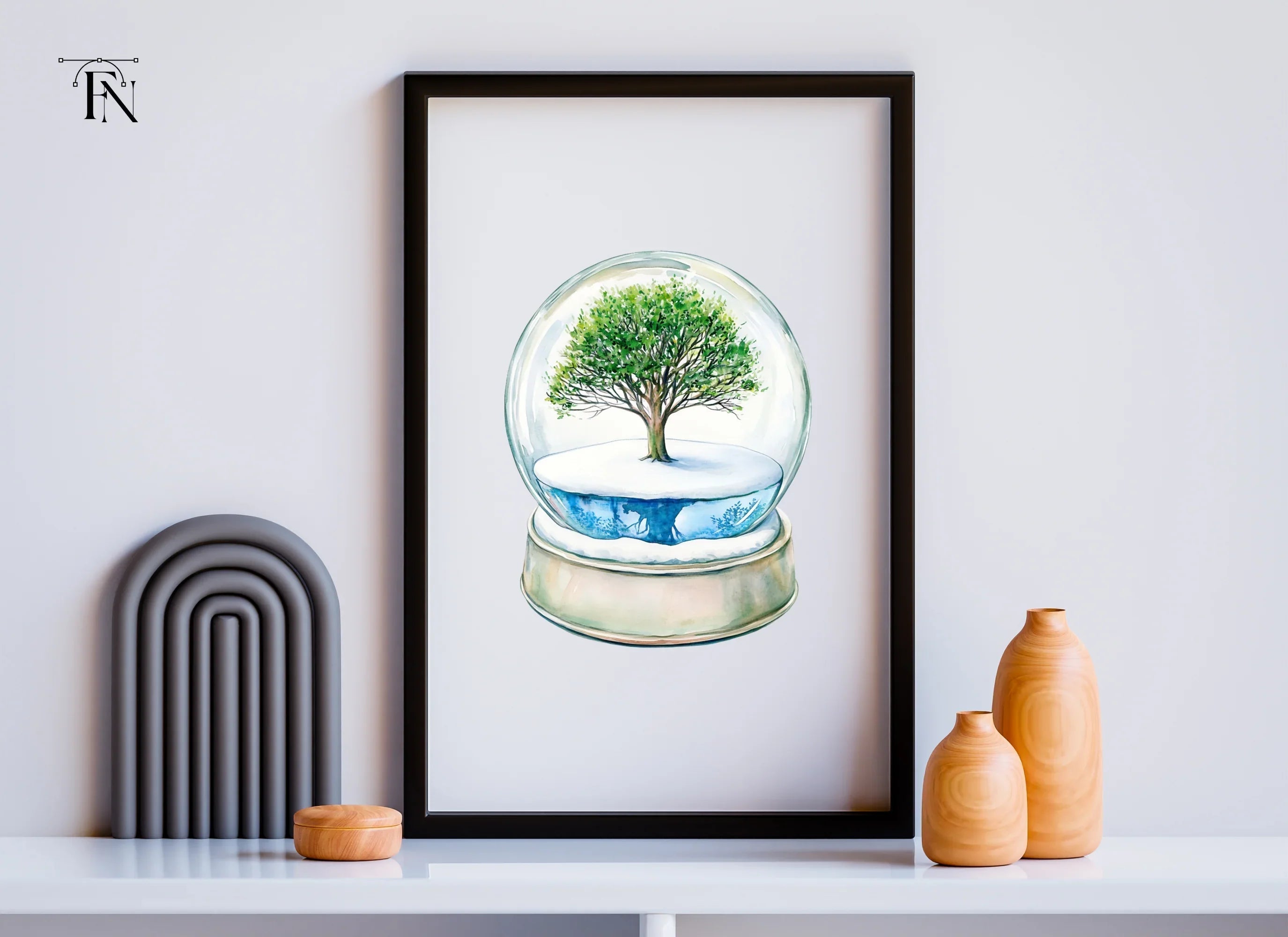 Snow Globe Trees Clipart Bundle