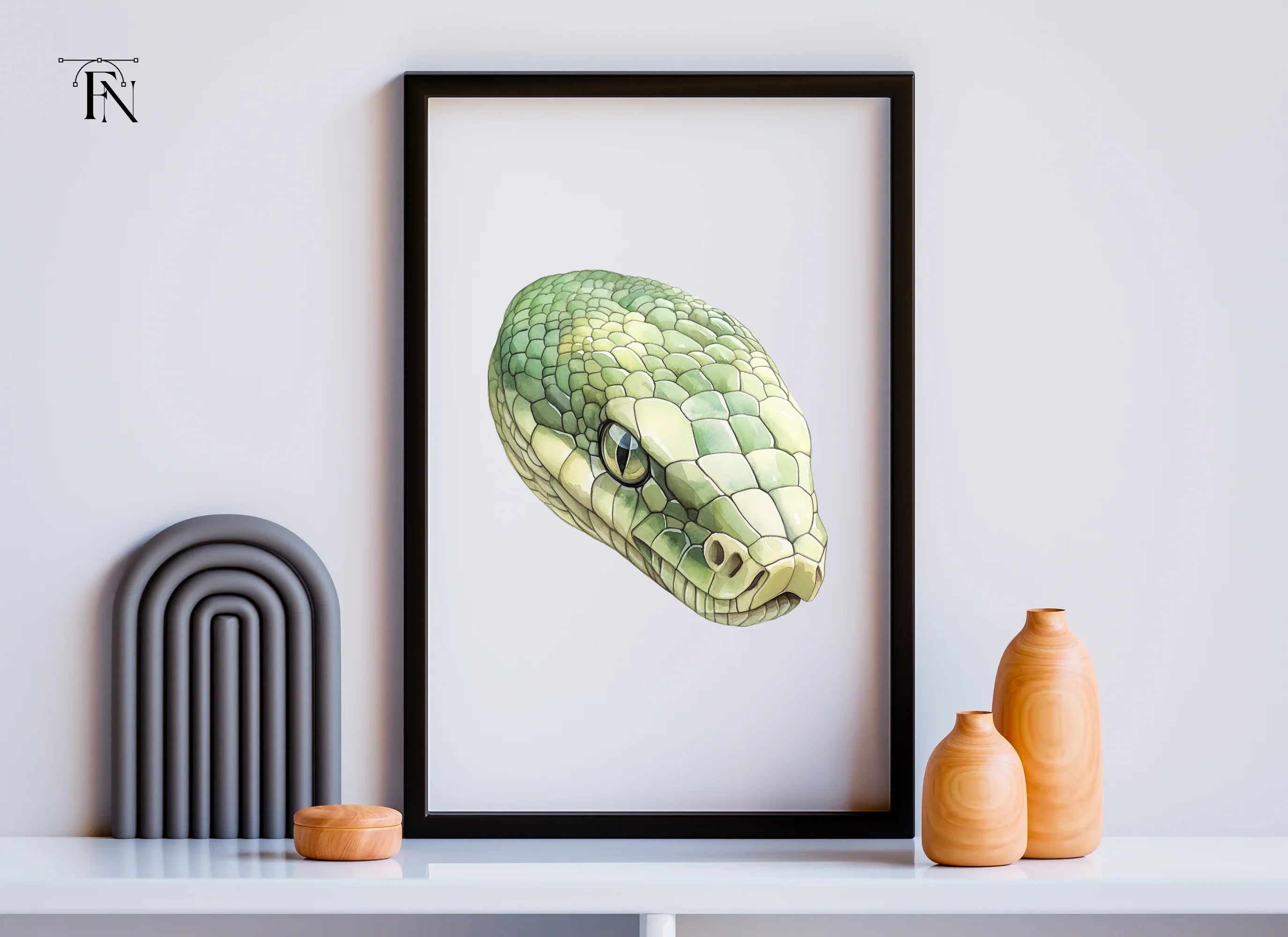 Green Snake Head Clipart Bundle