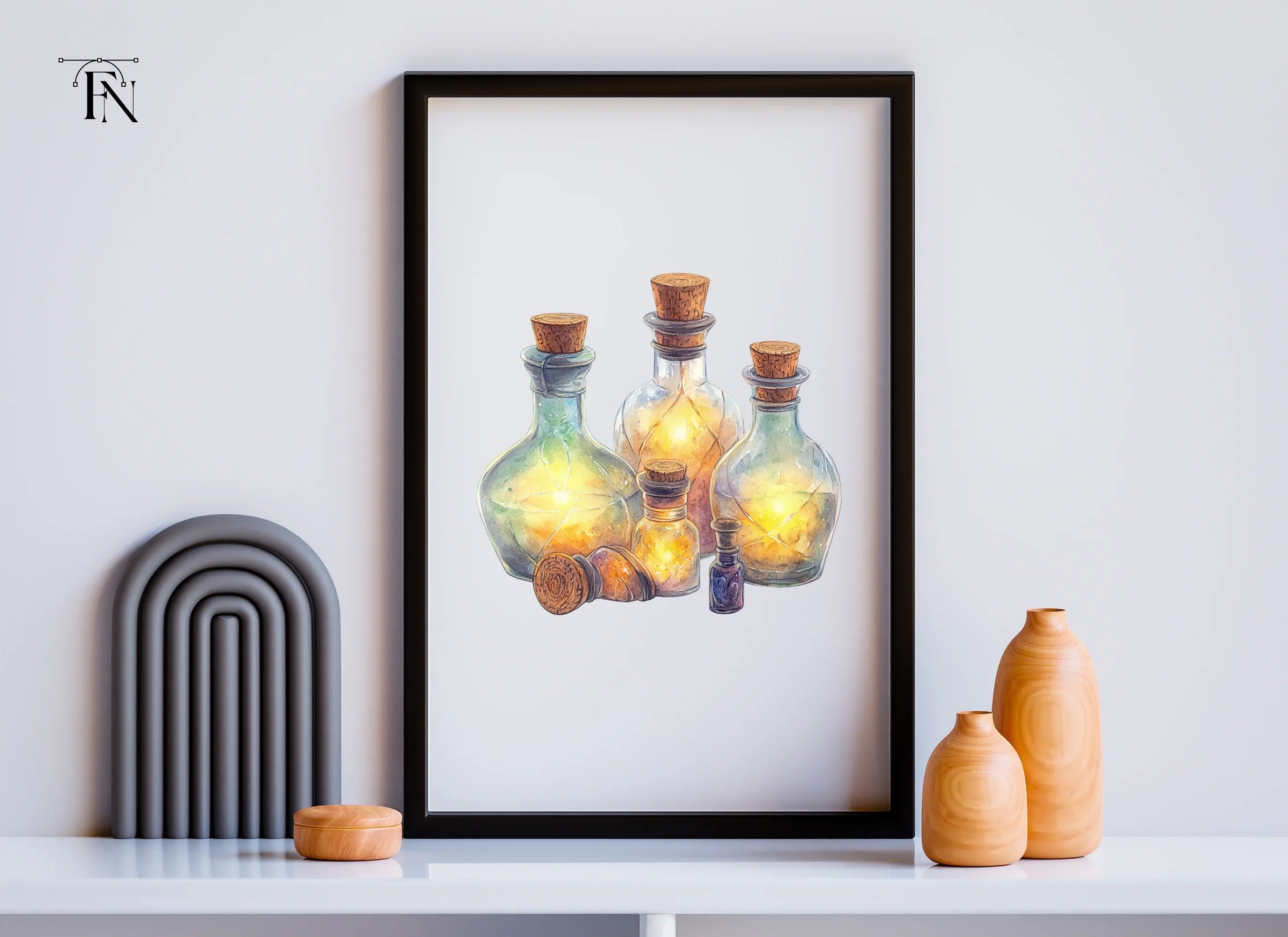 Magical Glowing Potion Bottles Clipart Bundle