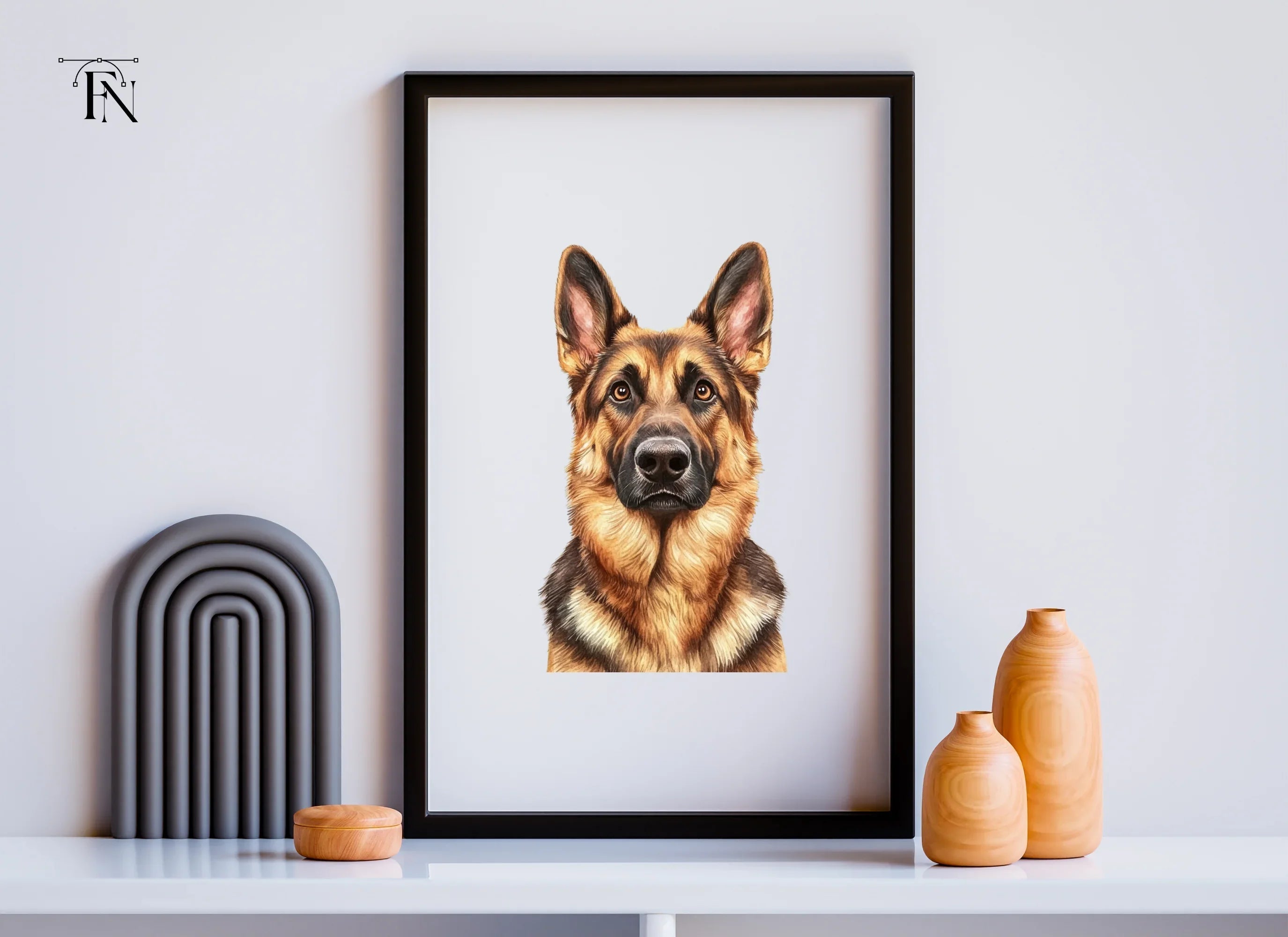 German Shepherd Dog Head Portraits Clipart Bundle