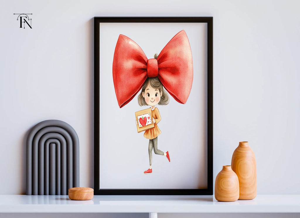 Cute Girls with Red Bows Clipart Bundle