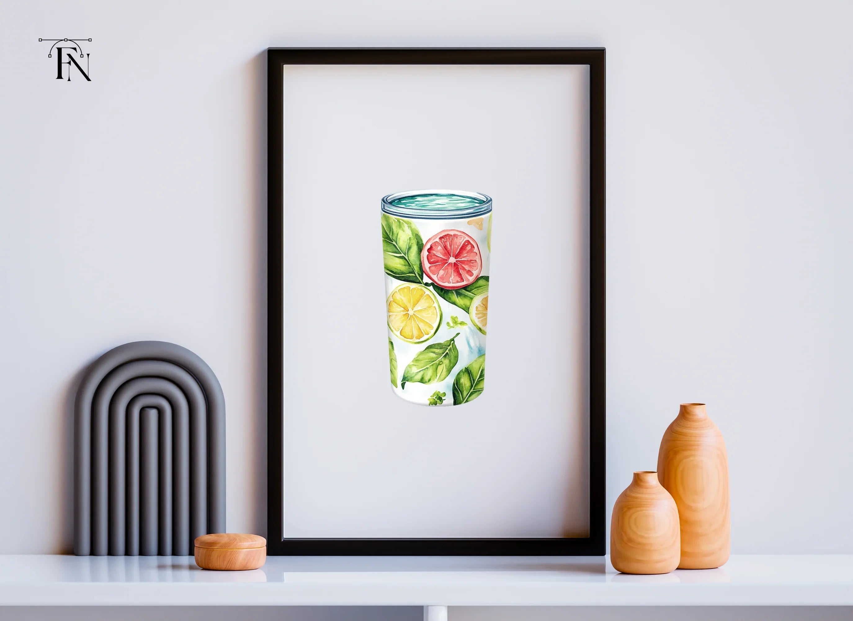 Citrus and Mint Tumbler Clipart Bundle
