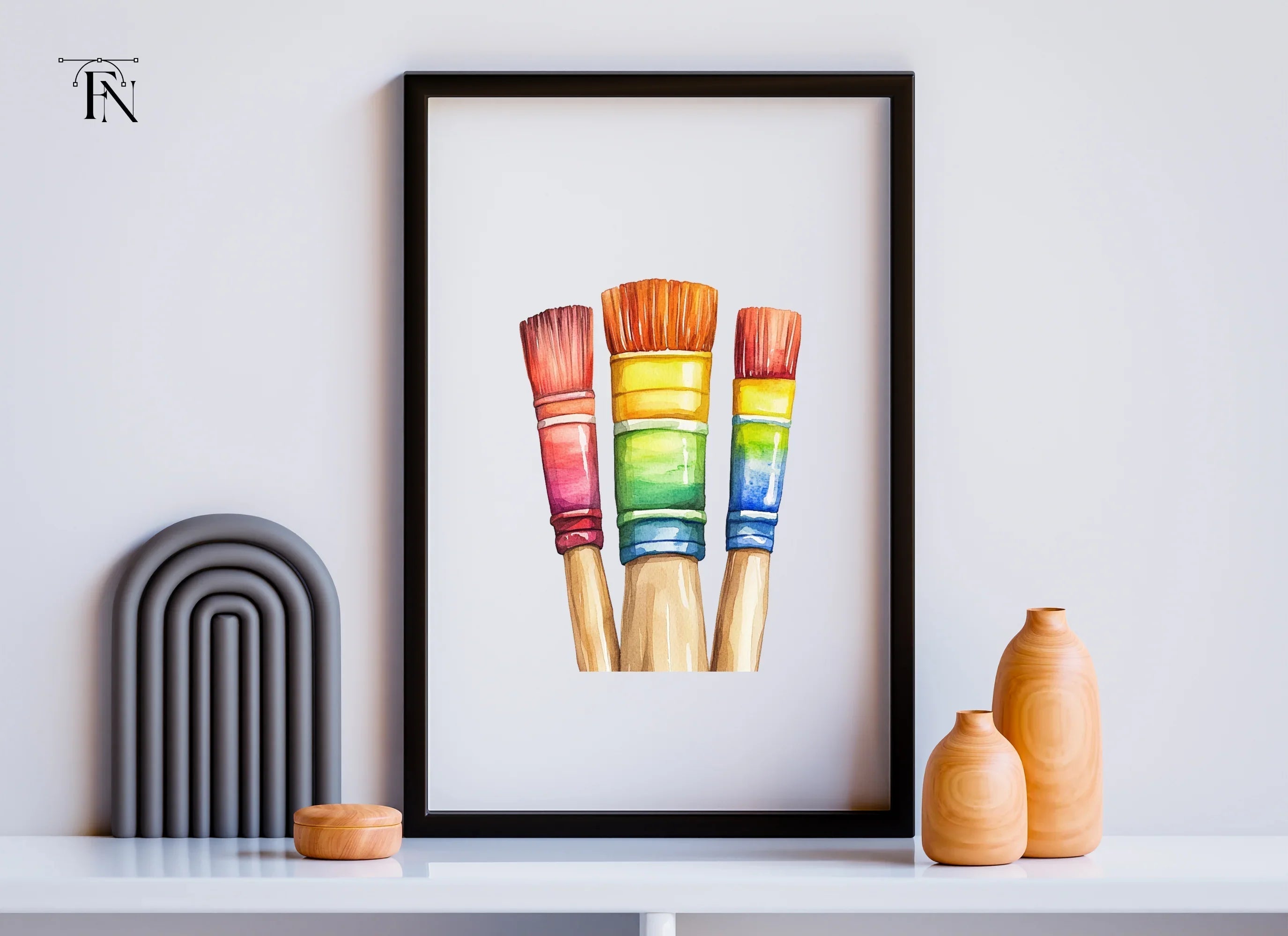Colorful Paint Brushes Clipart Bundle