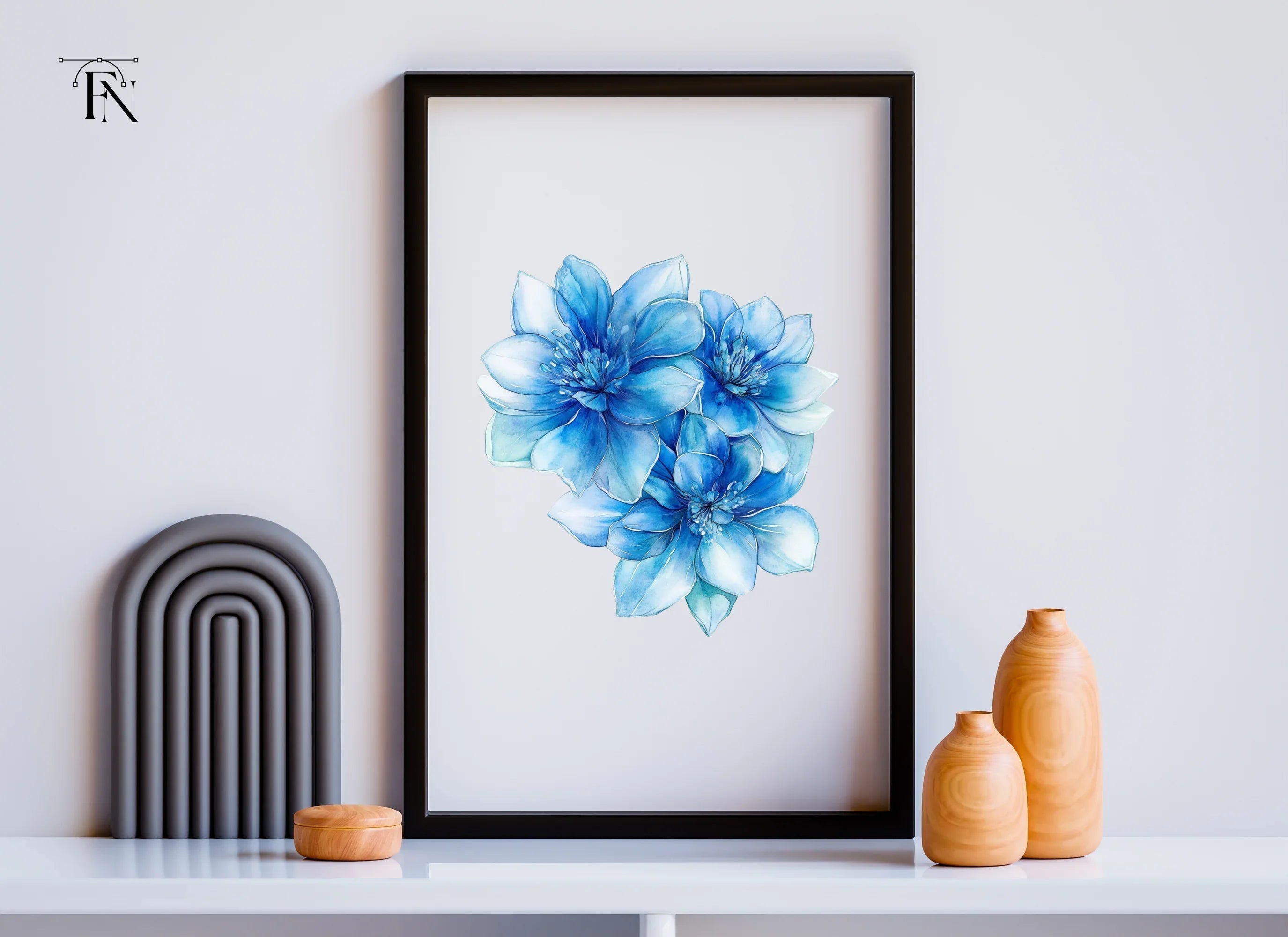 Exquisite Blue Floral Cluster Clipart Bundle