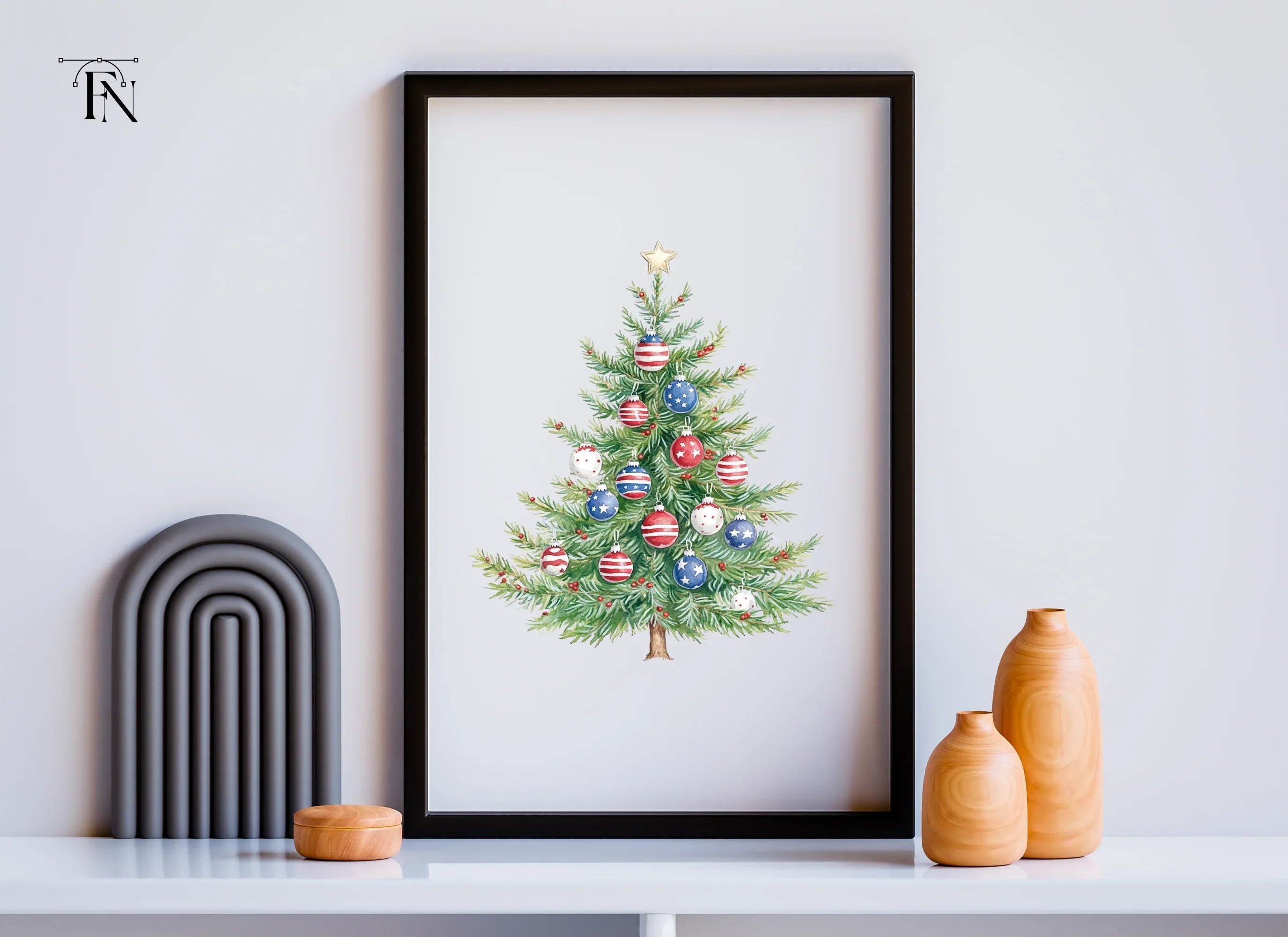 Patriotic Christmas Tree Clipart Bundle