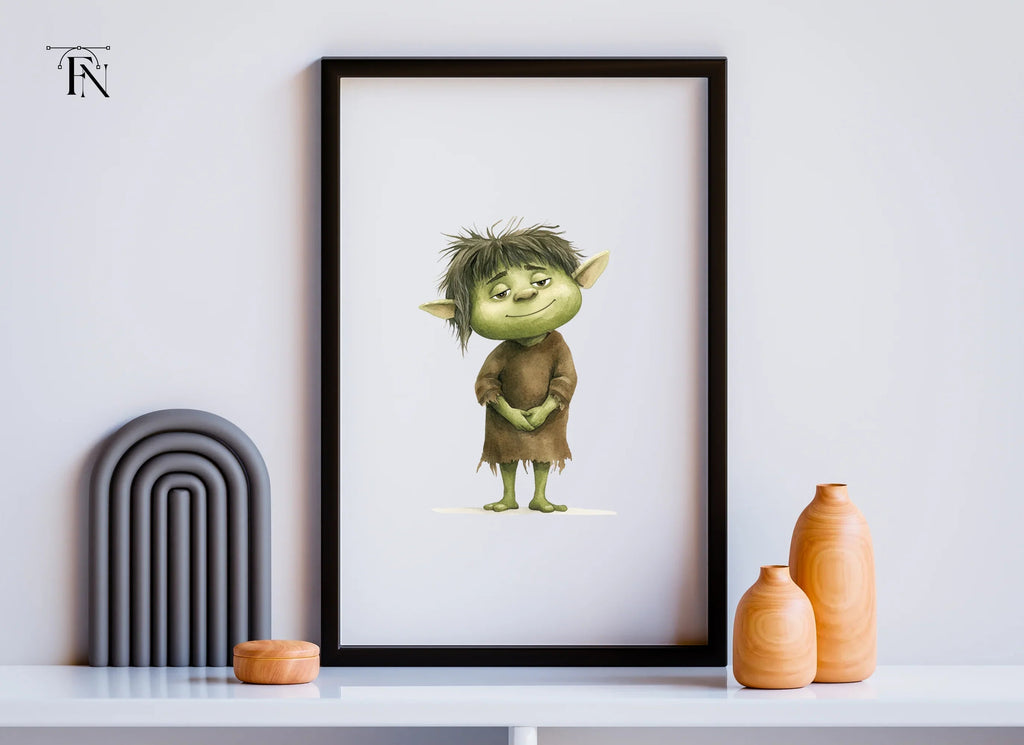 Cute Green Goblin Character Clipart Bundle