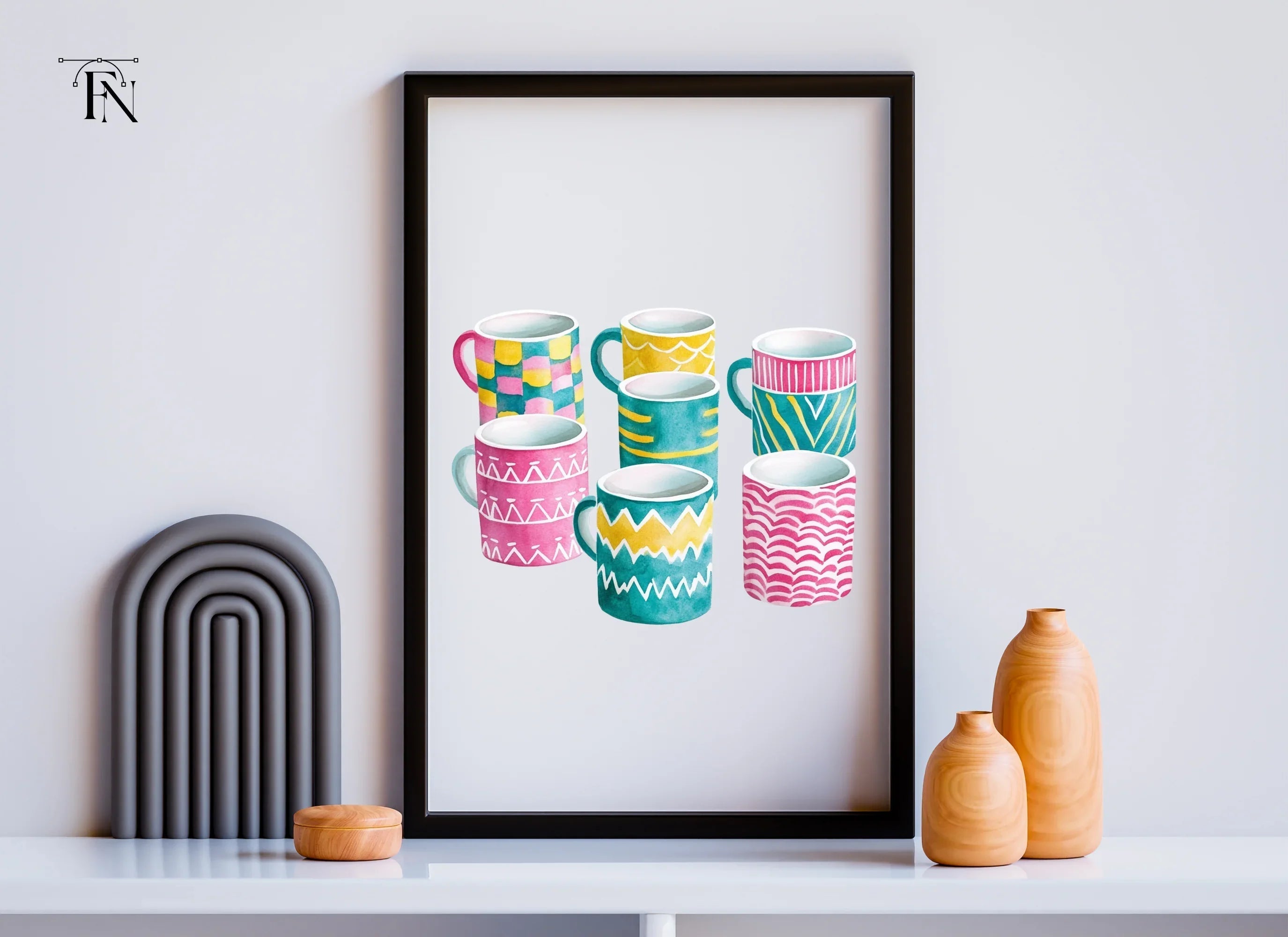 Patterned Mugs Clipart Bundle