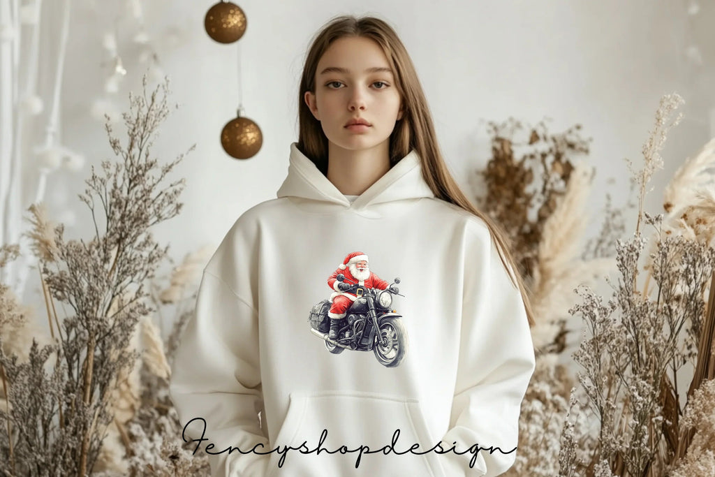 Santa Claus on Motorcycle Clipart Bundle