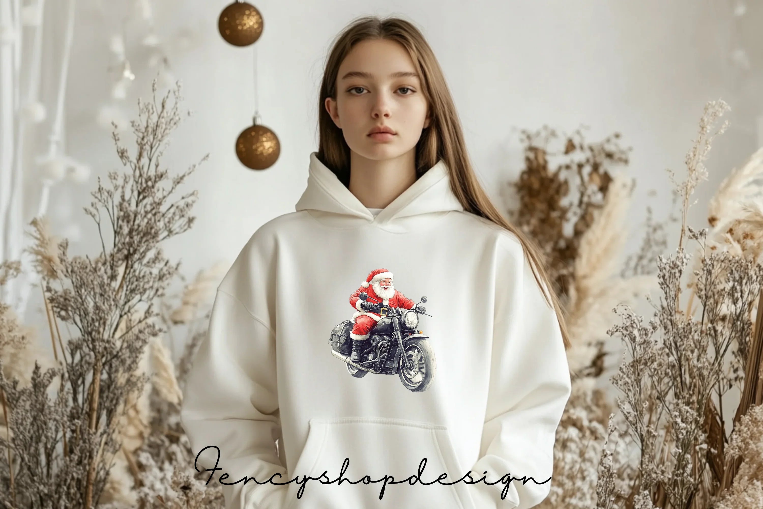 Santa Claus on Motorcycle Clipart Bundle