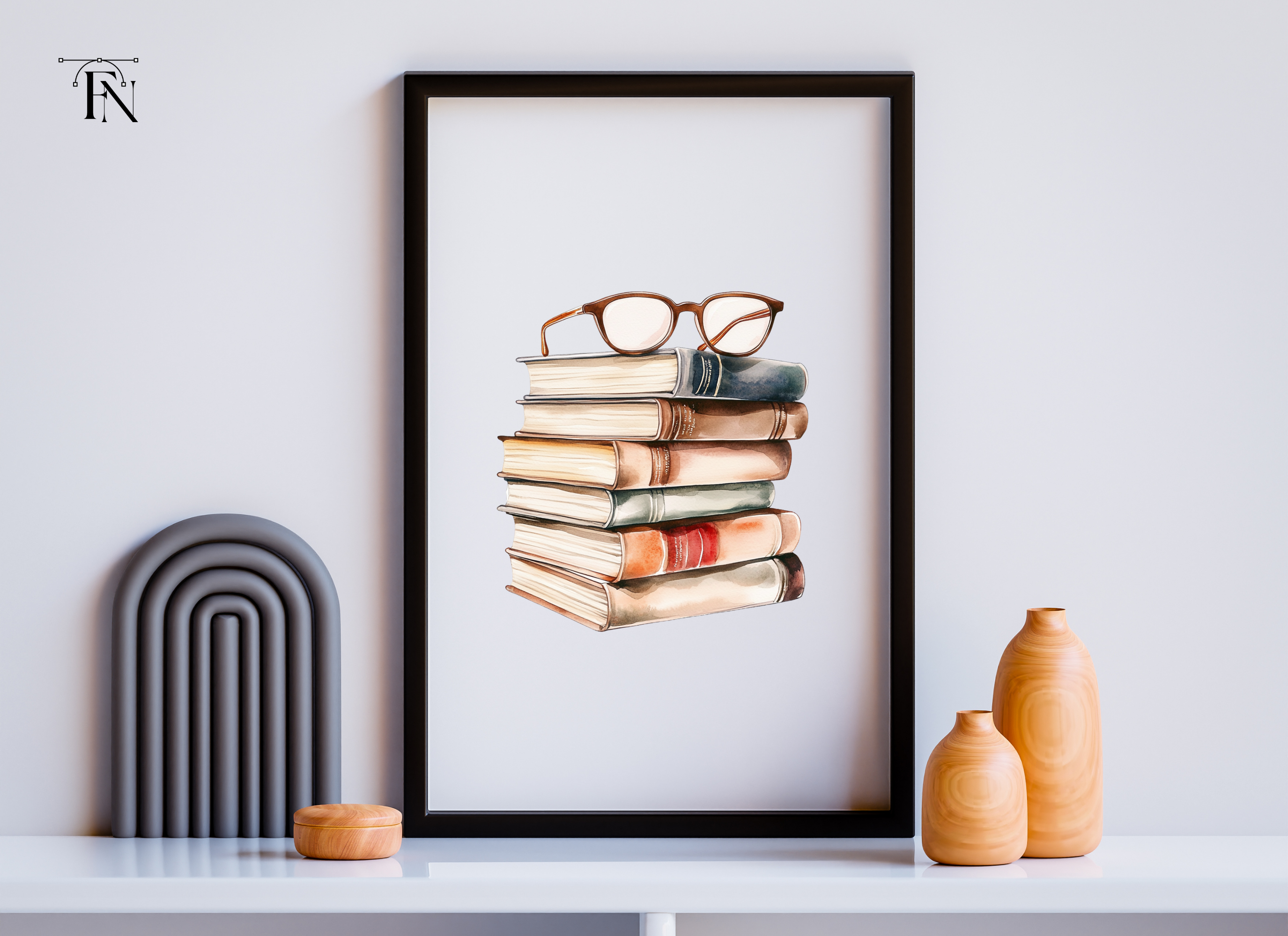 Stack of Books with Reading Glasses Clipart Bundle