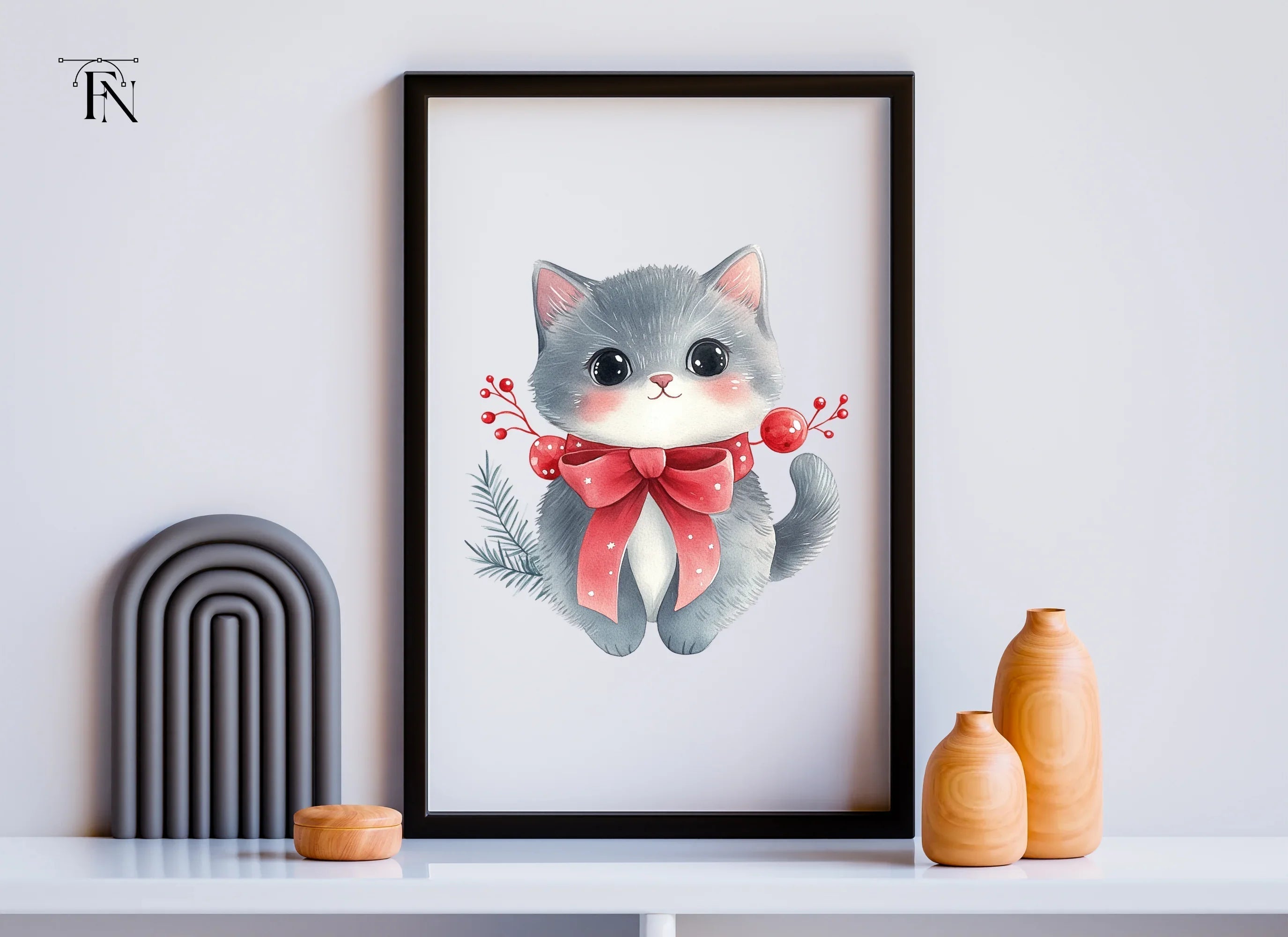 Cute Christmas Kittens Clipart Bundle